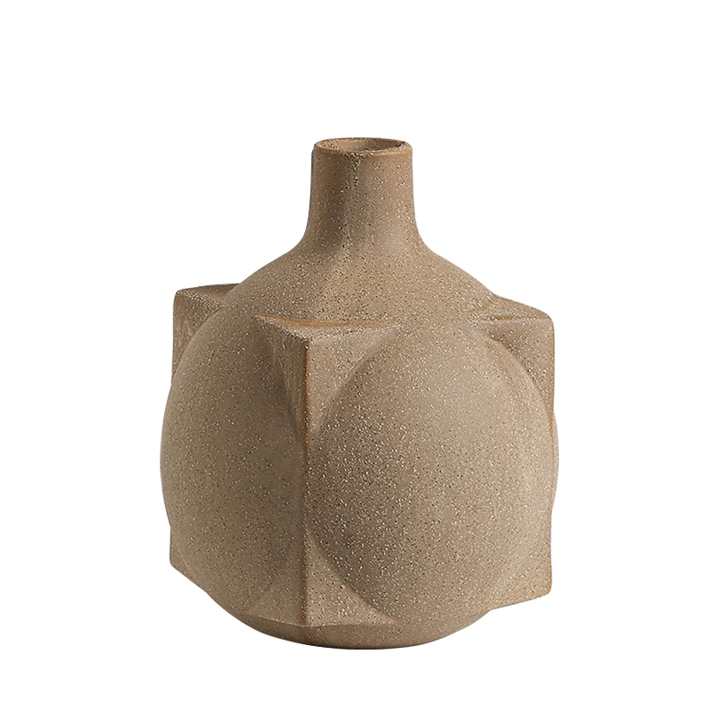 Square Ball Vase Brown FD-D23025B - Vases - ebarza Furniture UAE | Shop Modern Furniture in Abu Dhabi & Dubai - مفروشات ايبازرا في الامارات | تسوق اثاث عصري وديكورات مميزة في دبي وابوظبي