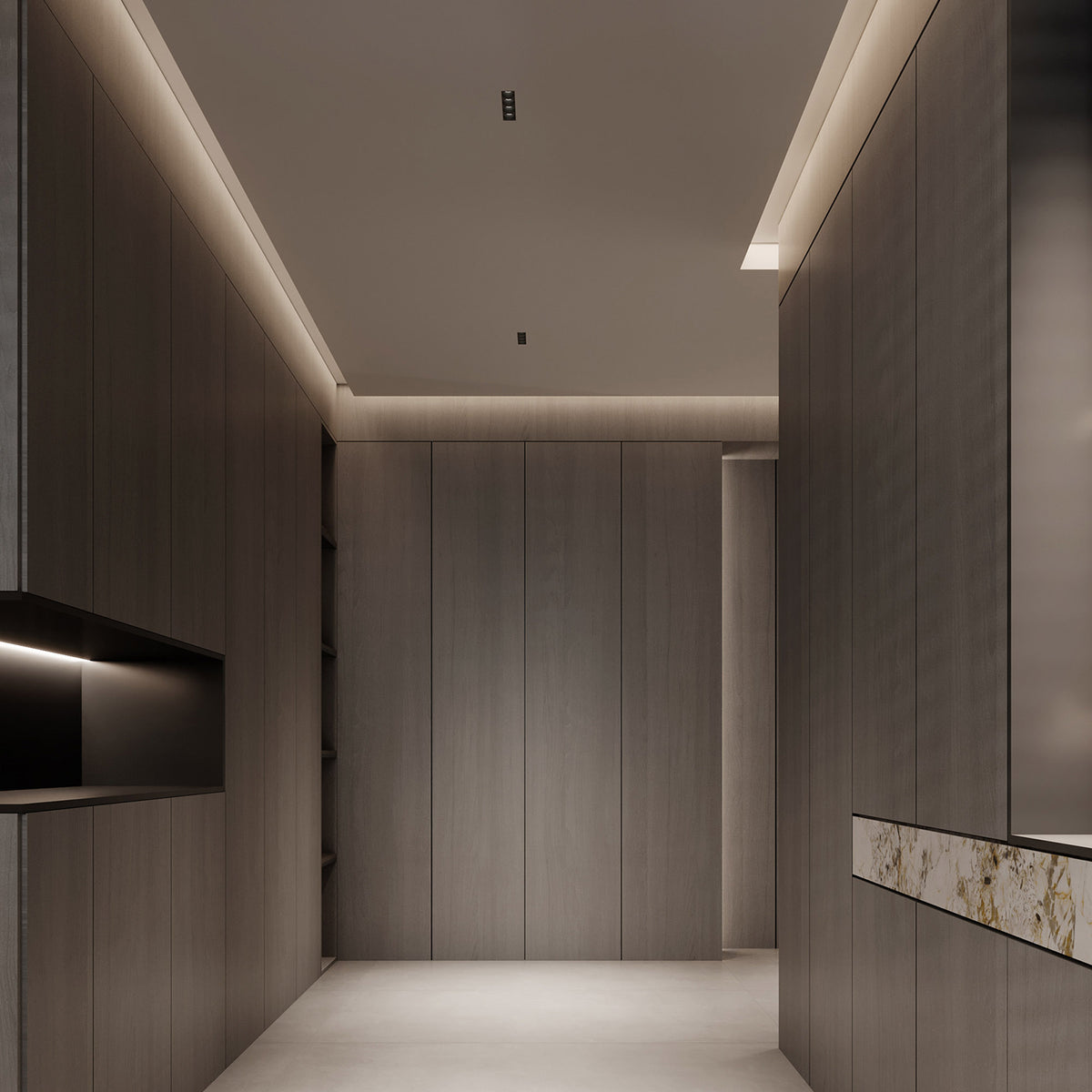 Grey oak WPC wall panel with 350x24 cm Manhattan Grey Oak design, 4-sided wrapped edge for decorative interior wall décor.