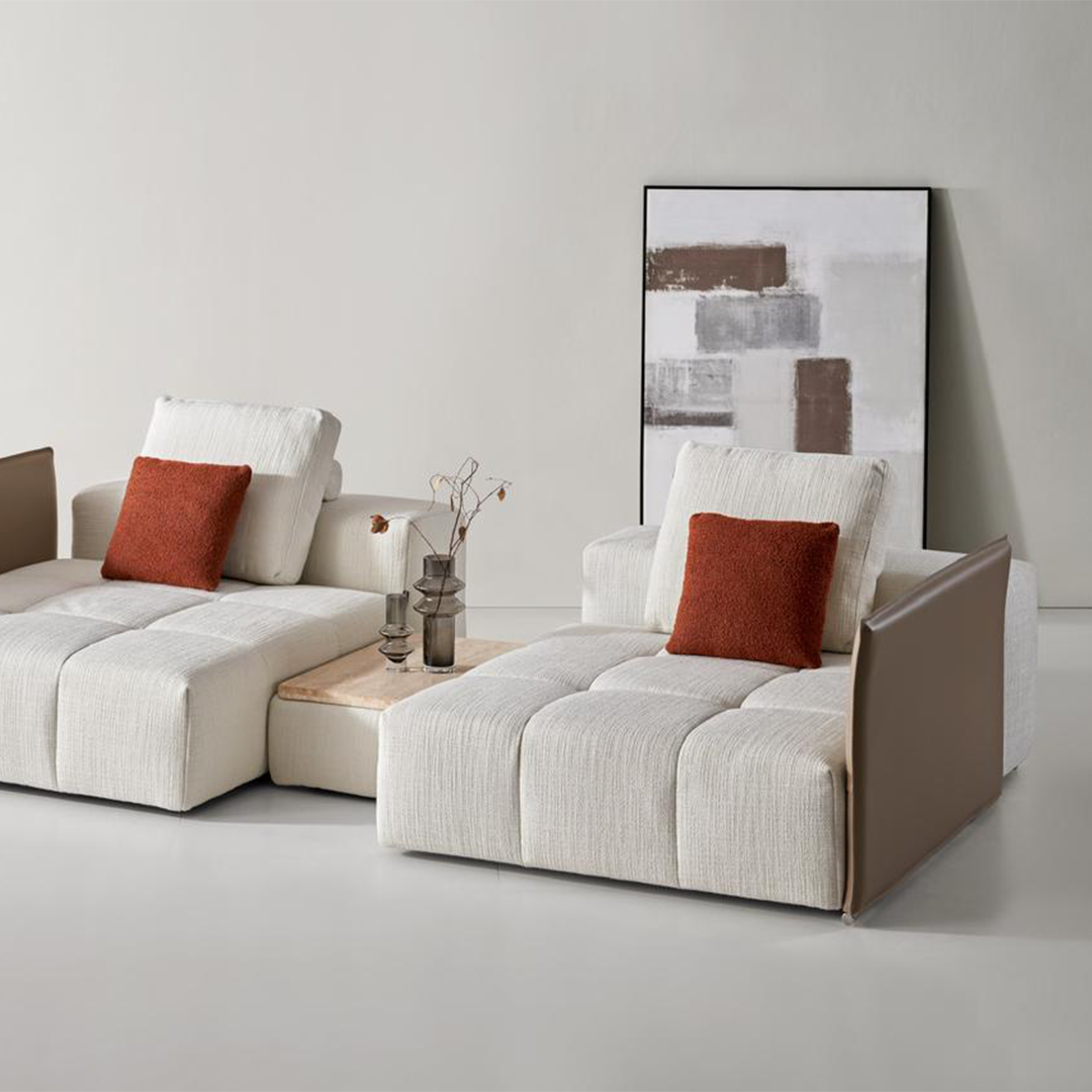 BEACON 120x40 puzzle modular sofa with removable armrest, featuring contemporary design and customizable configuration.