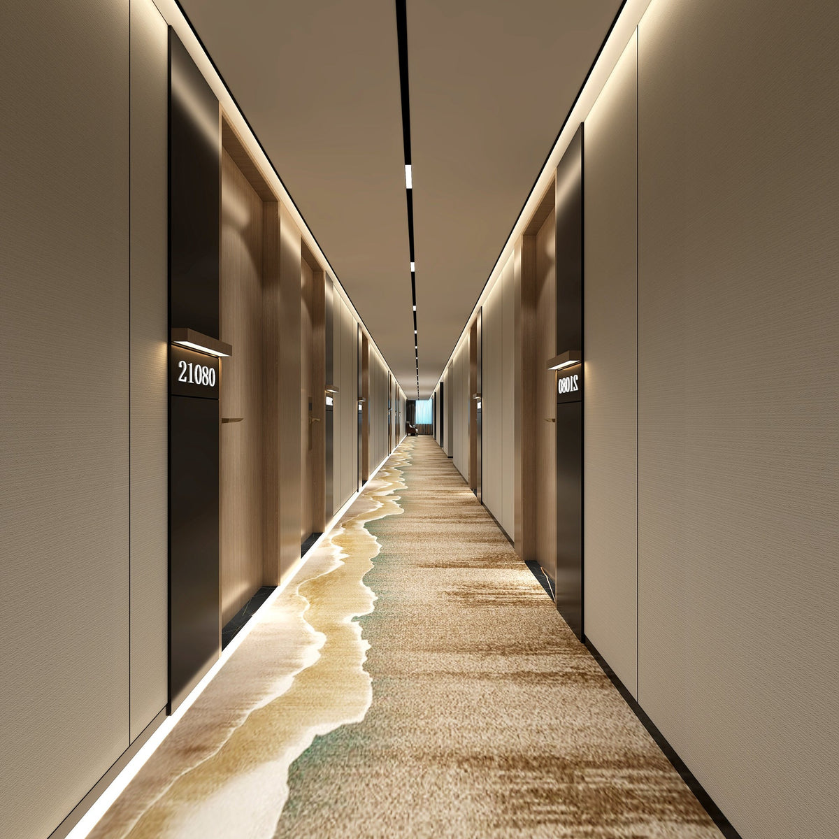 WPC wall panel with BB stitching in Cappuccino color, 122x320cm, from BEACON, suitable for interior wall decoration.