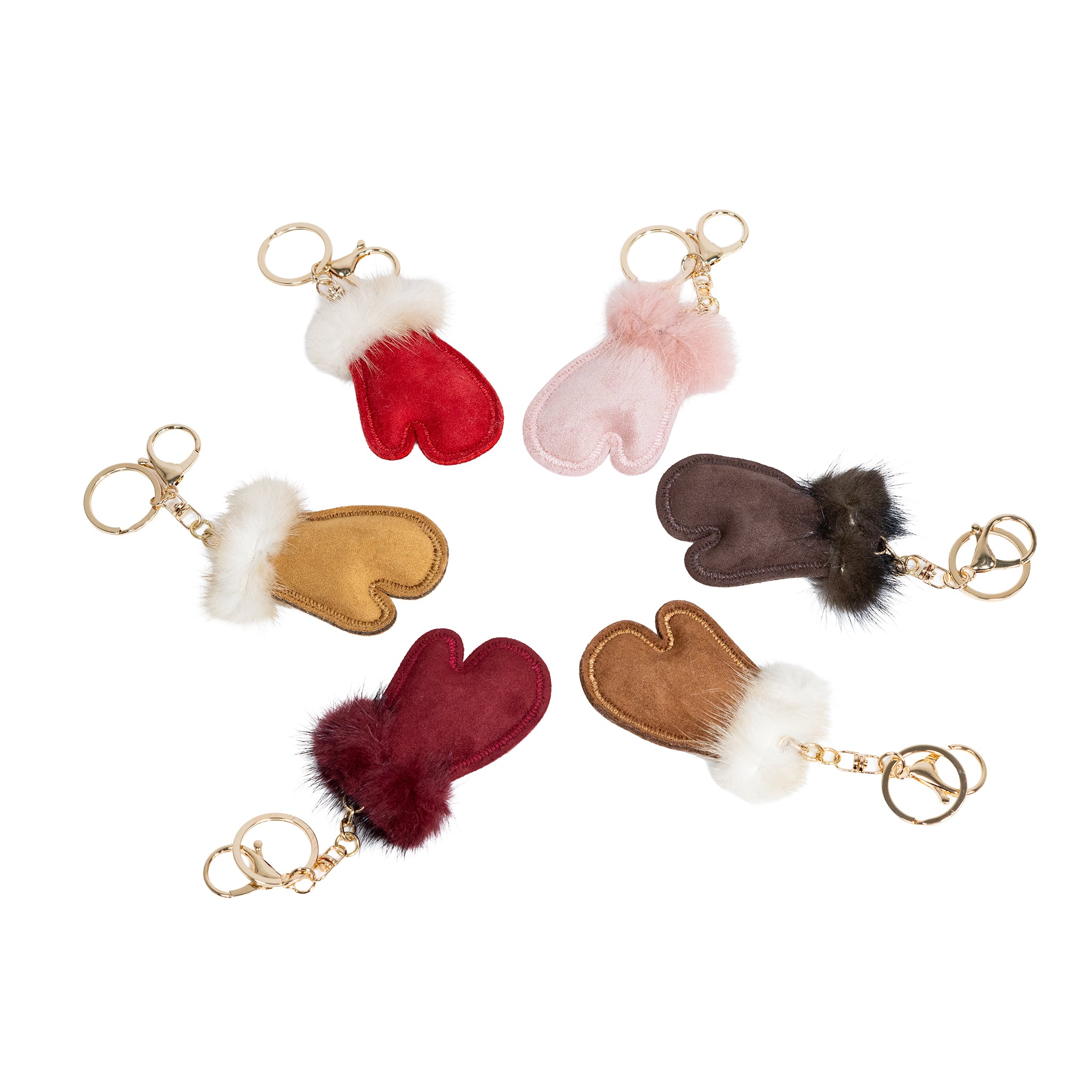 Pink ornament keychain from BEACON, featuring a decorative design, attached to a metal keyring.