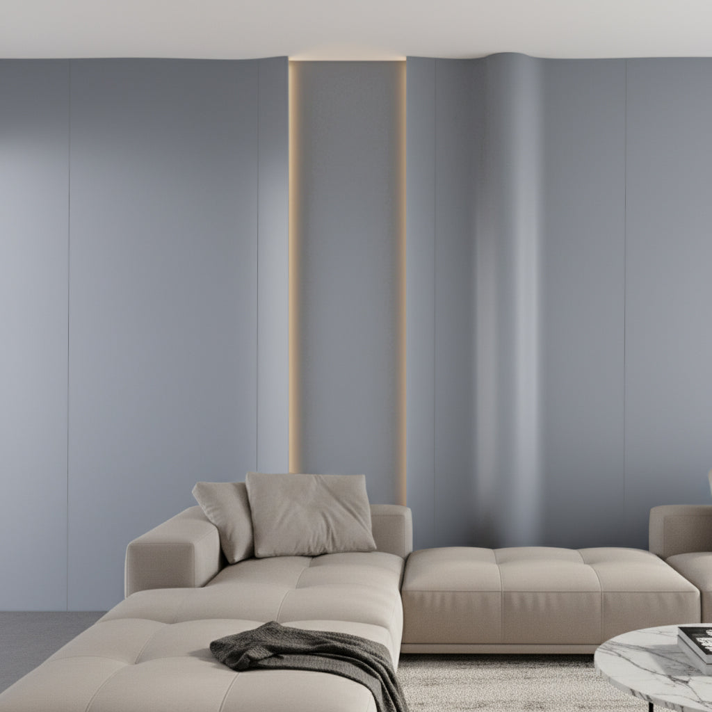 122*320cm 8MM WPC DECORATION WALL PANEL BB STICHING+FILM FOLDING COLOUR :Morandi Grey BP-109Y