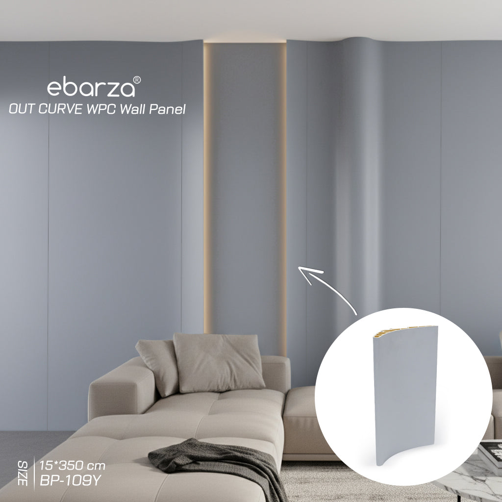 15*350 CM OUT CURVE WPC Wall Panel-OC MODLE: 150YYB COLOUR :Morandi Grey BP-109Y - Wall Panels - ebarza Furniture UAE | Shop Modern Furniture in Abu Dhabi & Dubai - مفروشات ايبازرا في الامارات | تسوق اثاث عصري وديكورات مميزة في دبي وابوظبي