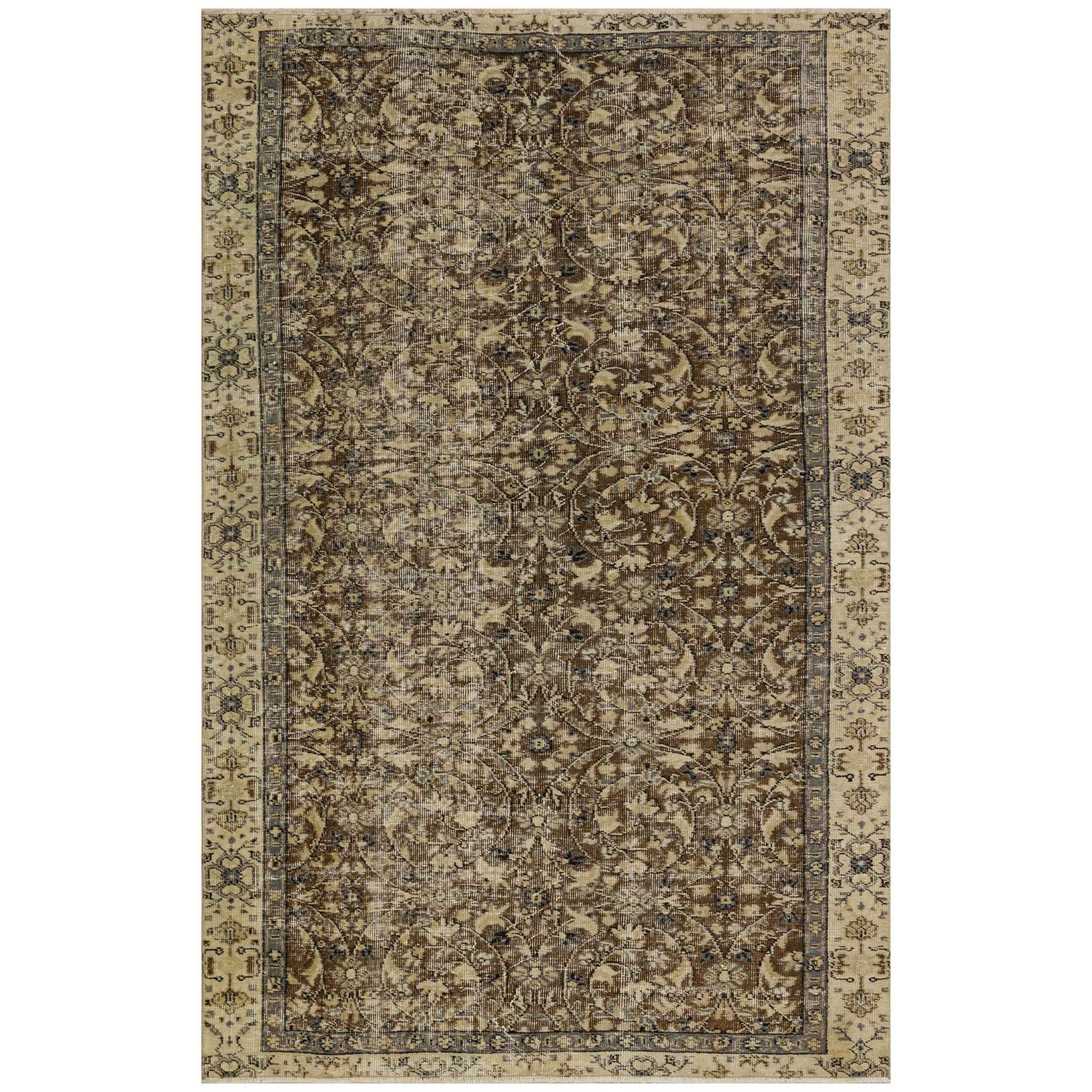 154 X 242 Cm Anatolian Hand Knotted Carpet Vintage Style 7547 - Rugs - ebarza Furniture UAE | Shop Modern Furniture in Abu Dhabi & Dubai - مفروشات ايبازرا في الامارات | تسوق اثاث عصري وديكورات مميزة في دبي وابوظبي