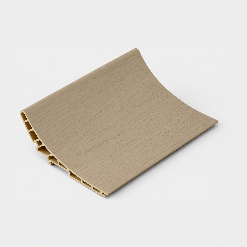 Taupe Elm BP-105Y - لوح جداري منحني خارجي من مادة WPC، مقاس 15 × 350 سم، لون: رمادي داكن