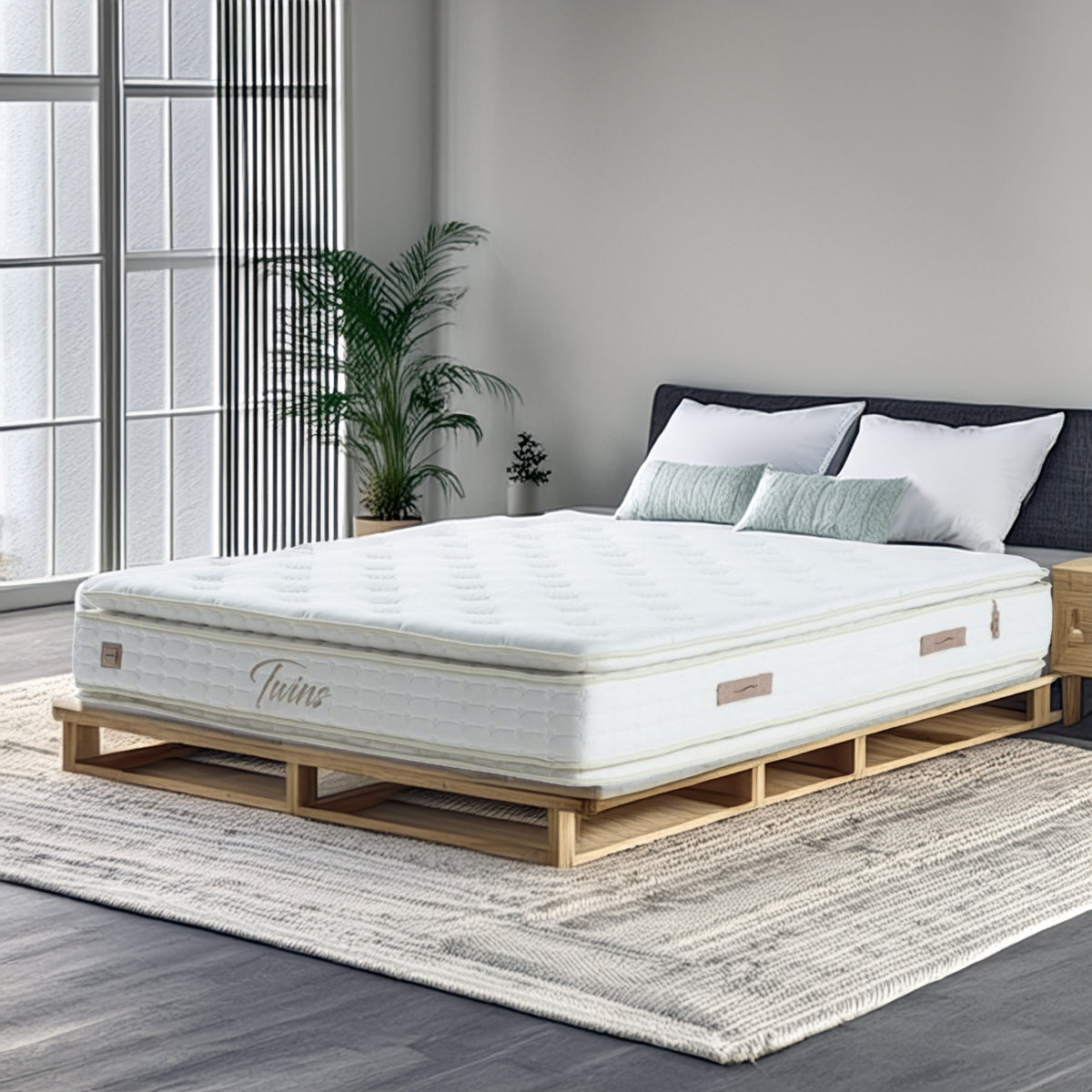 180x200 cm INDIVANI Twins King Size Mattress showing plush surface and thickness, designed for comfortable sleep.
