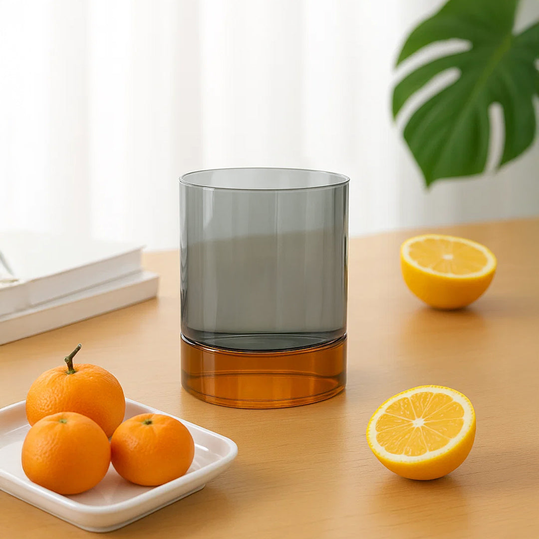 Amber Base + Grey Top Tumbler - C24058FA1 - Drinkware - ebarza Furniture UAE | Shop Modern Furniture in Abu Dhabi & Dubai - مفروشات ايبازرا في الامارات | تسوق اثاث عصري وديكورات مميزة في دبي وابوظبي