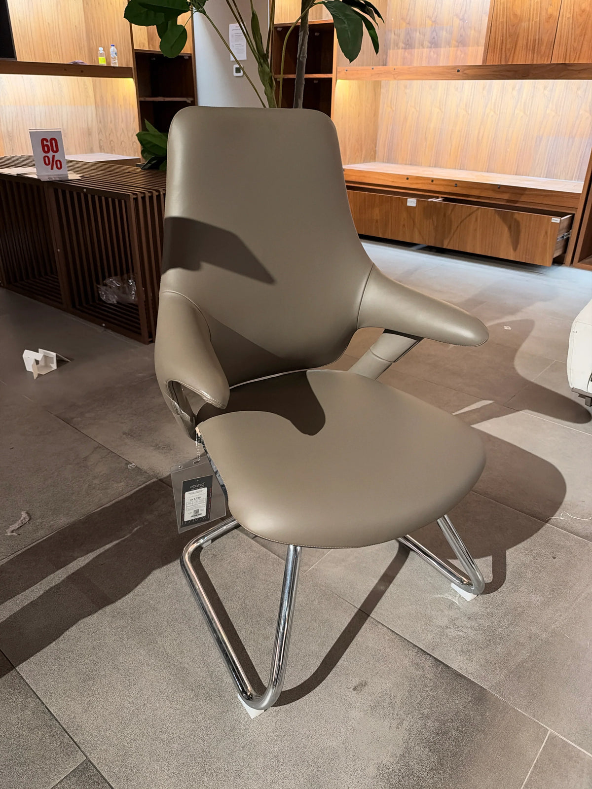 Display Item - Nigel Leather Visit/Office Chair Without Wheels 8001G - Yas