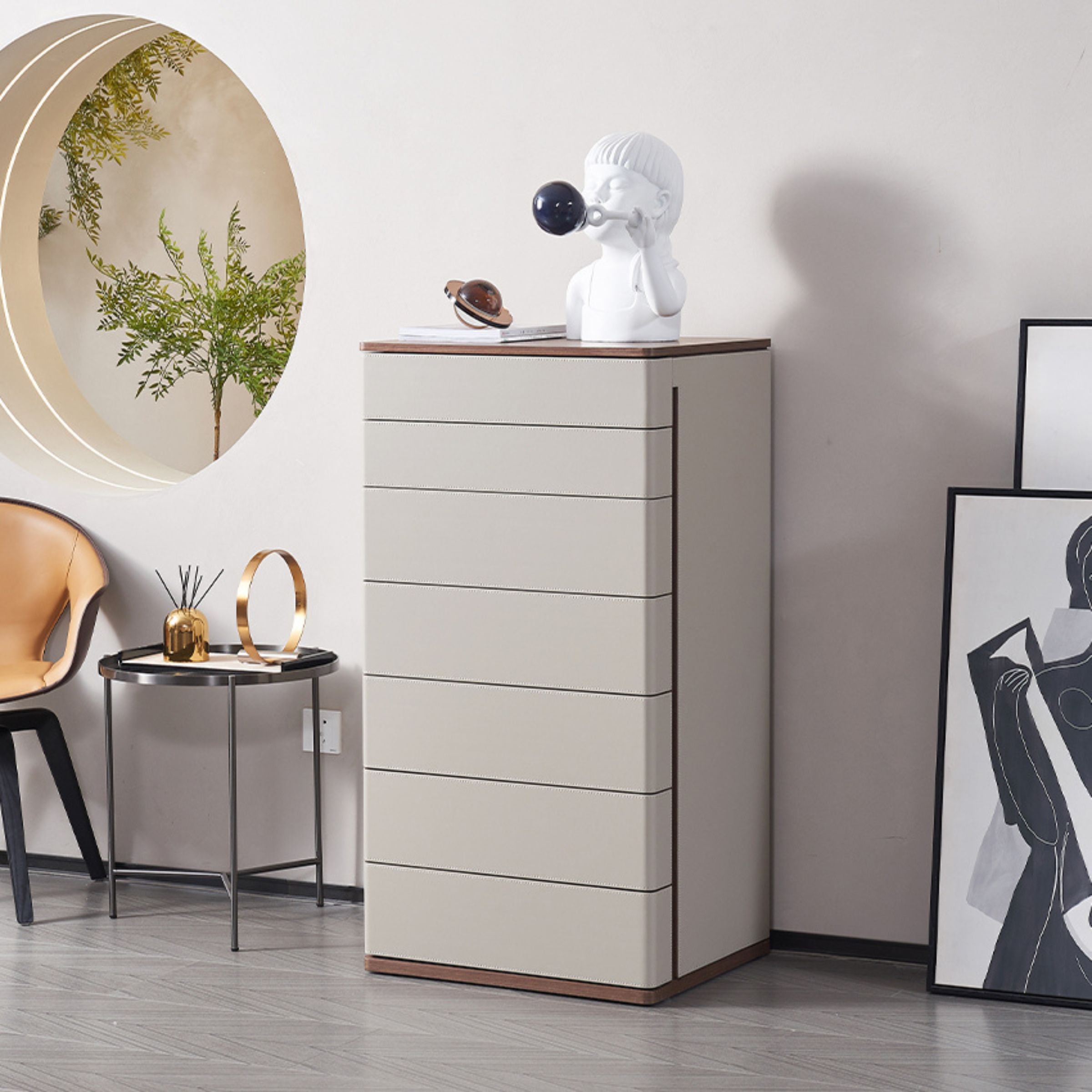 Pre-order 35 Days Delivery Mycroft Wenge Saddle Leather Cabinet MLL-T03 - Cabinets - ebarza Furniture UAE | Shop Modern Furniture in Abu Dhabi & Dubai - مفروشات ايبازرا في الامارات | تسوق اثاث عصري وديكورات مميزة في دبي وابوظبي