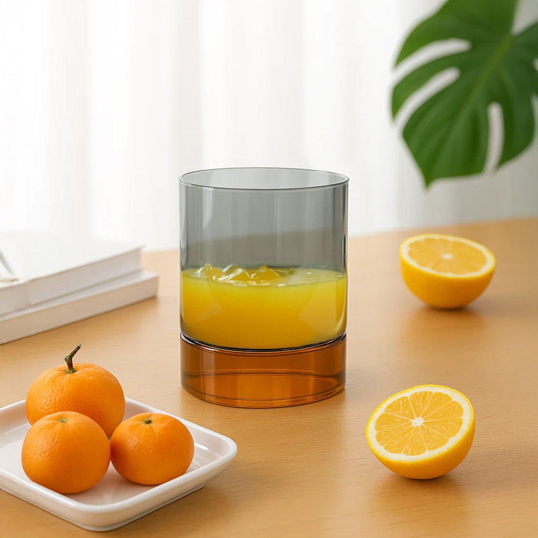 Amber Base + Grey Top Tumbler - C24058FA1 - Drinkware - ebarza Furniture UAE | Shop Modern Furniture in Abu Dhabi & Dubai - مفروشات ايبازرا في الامارات | تسوق اثاث عصري وديكورات مميزة في دبي وابوظبي