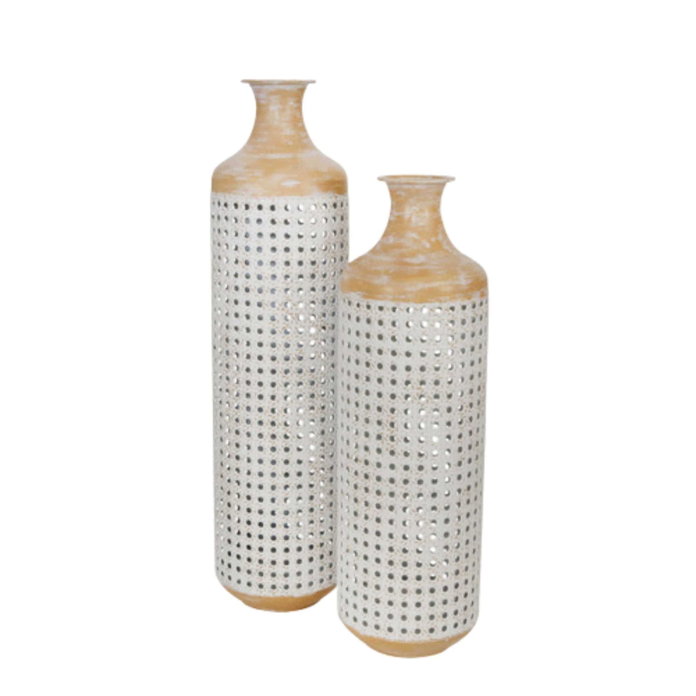 2-Tone Metal Vase 55 Cm - White 15390-02 - Vases - ebarza Furniture UAE | Shop Modern Furniture in Abu Dhabi & Dubai - مفروشات ايبازرا في الامارات | تسوق اثاث عصري وديكورات مميزة في دبي وابوظبي