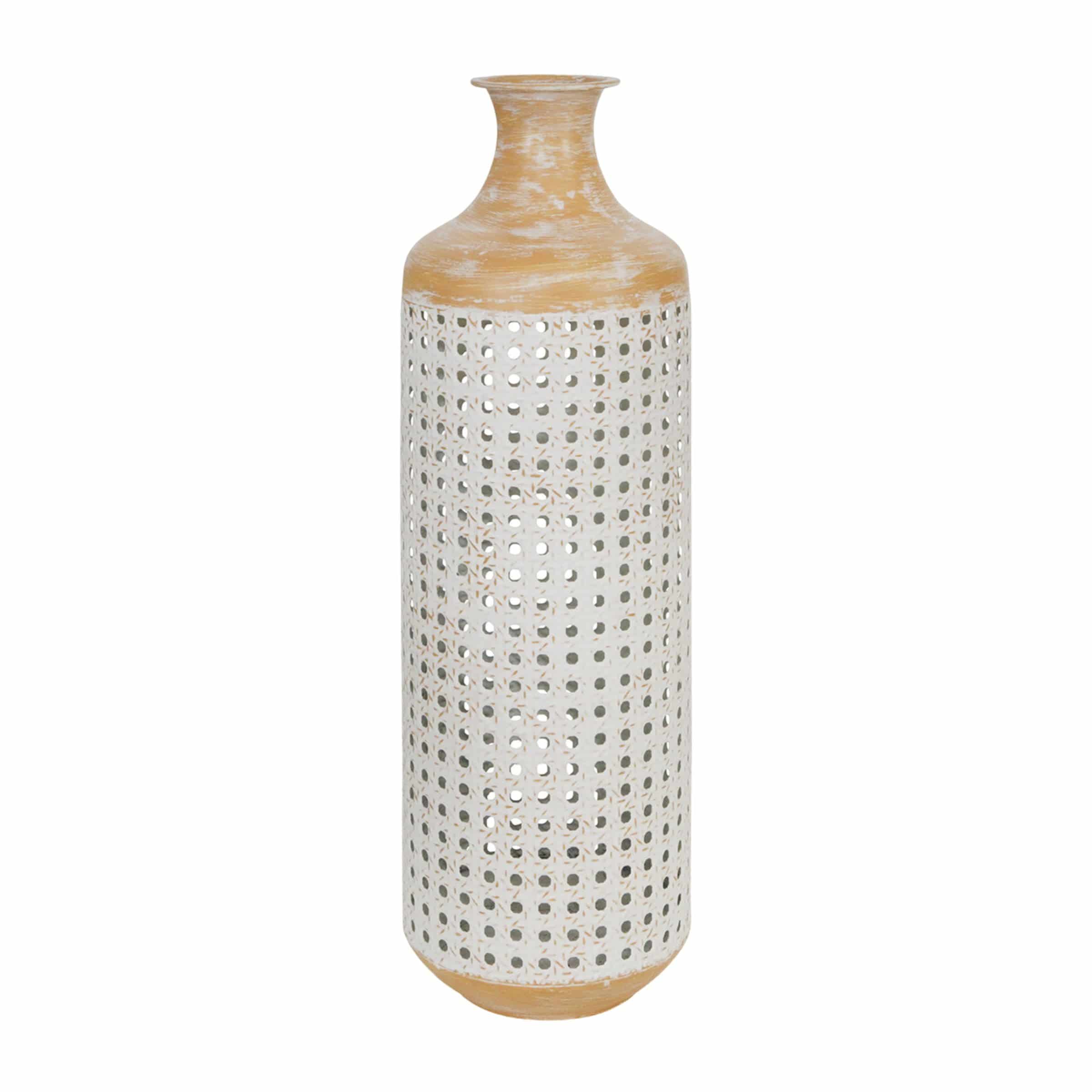 2-Tone Metal Vase 55 Cm - White 15390-02 - Vases - ebarza Furniture UAE | Shop Modern Furniture in Abu Dhabi & Dubai - مفروشات ايبازرا في الامارات | تسوق اثاث عصري وديكورات مميزة في دبي وابوظبي