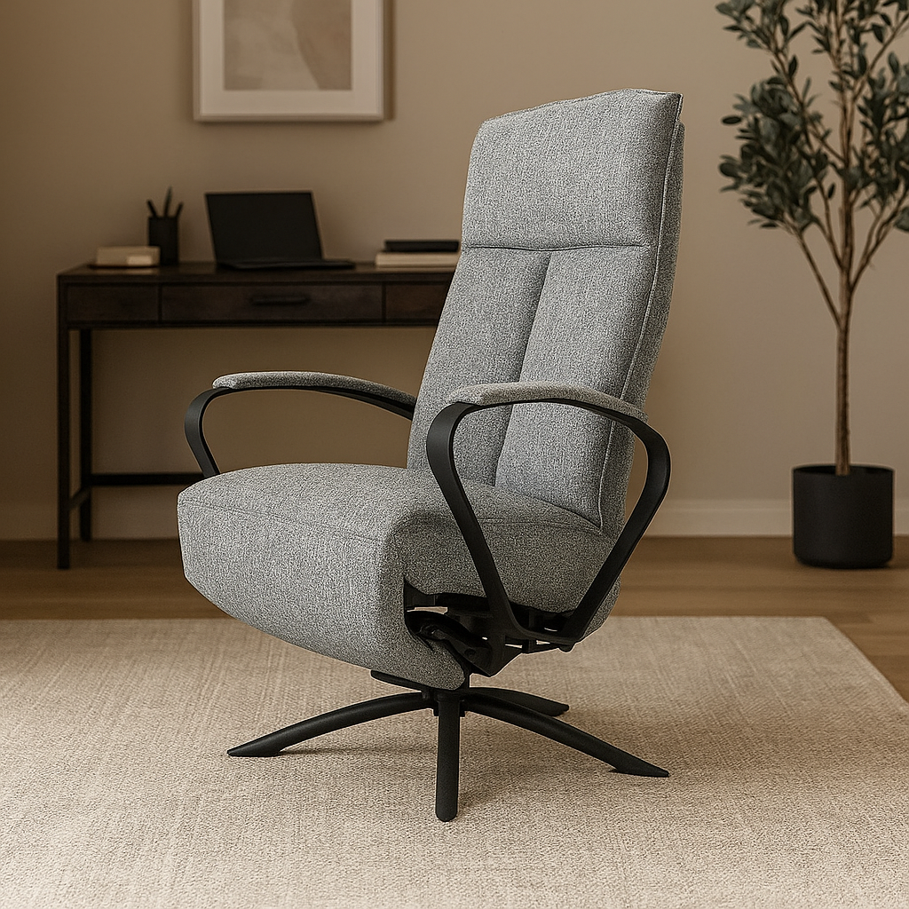 Gray Relax Swivel and Recliner Lounge Chair With Black Legs SL-HJ5828MFM - Lounge Chairs - ebarza Furniture UAE | Shop Modern Furniture in Abu Dhabi & Dubai - مفروشات ايبازرا في الامارات | تسوق اثاث عصري وديكورات مميزة في دبي وابوظبي
