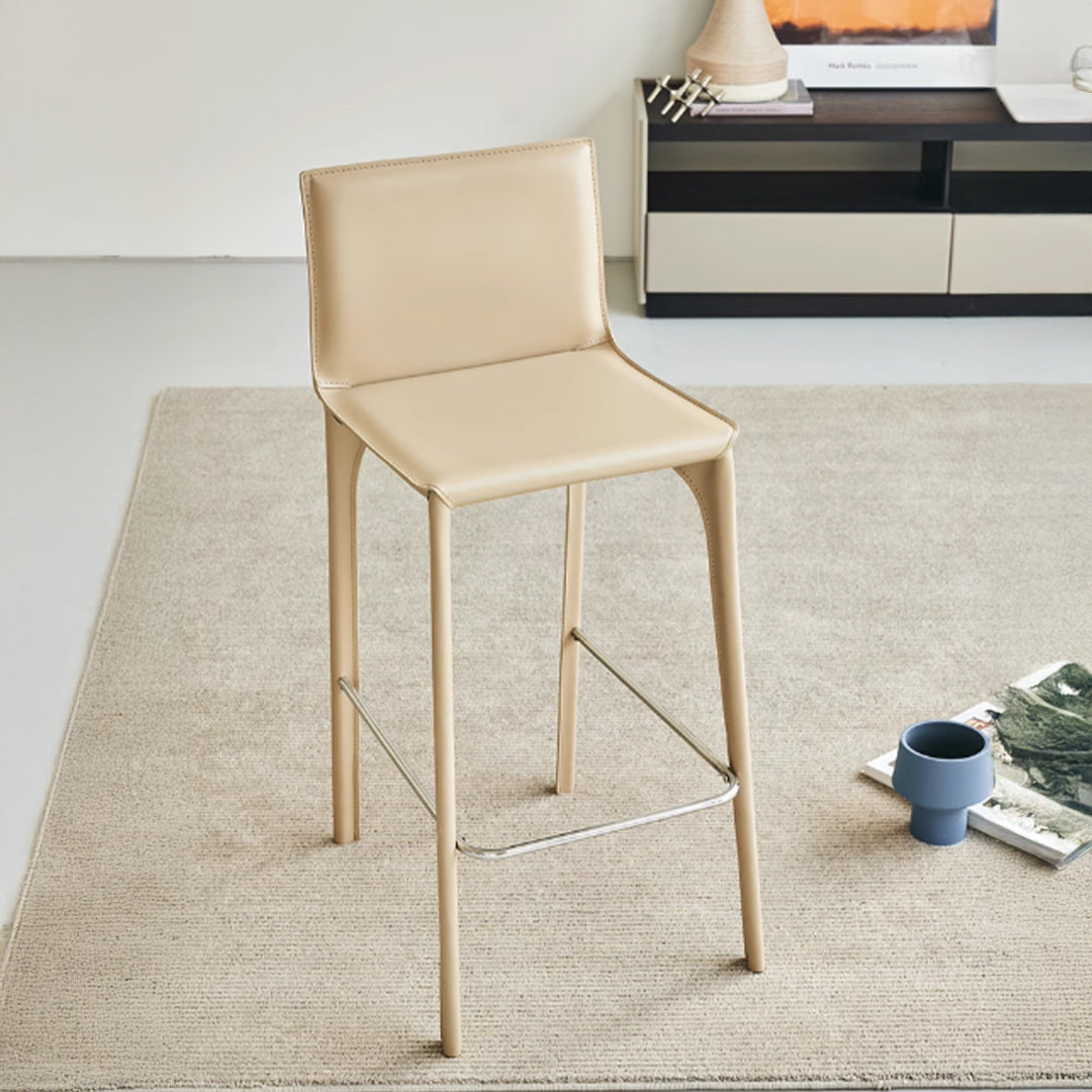 Mycroft Saddle Leather Bar Stool MLL-B43-khaki - Bar Stools - ebarza Furniture UAE | Shop Modern Furniture in Abu Dhabi & Dubai - مفروشات ايبازرا في الامارات | تسوق اثاث عصري وديكورات مميزة في دبي وابوظبي