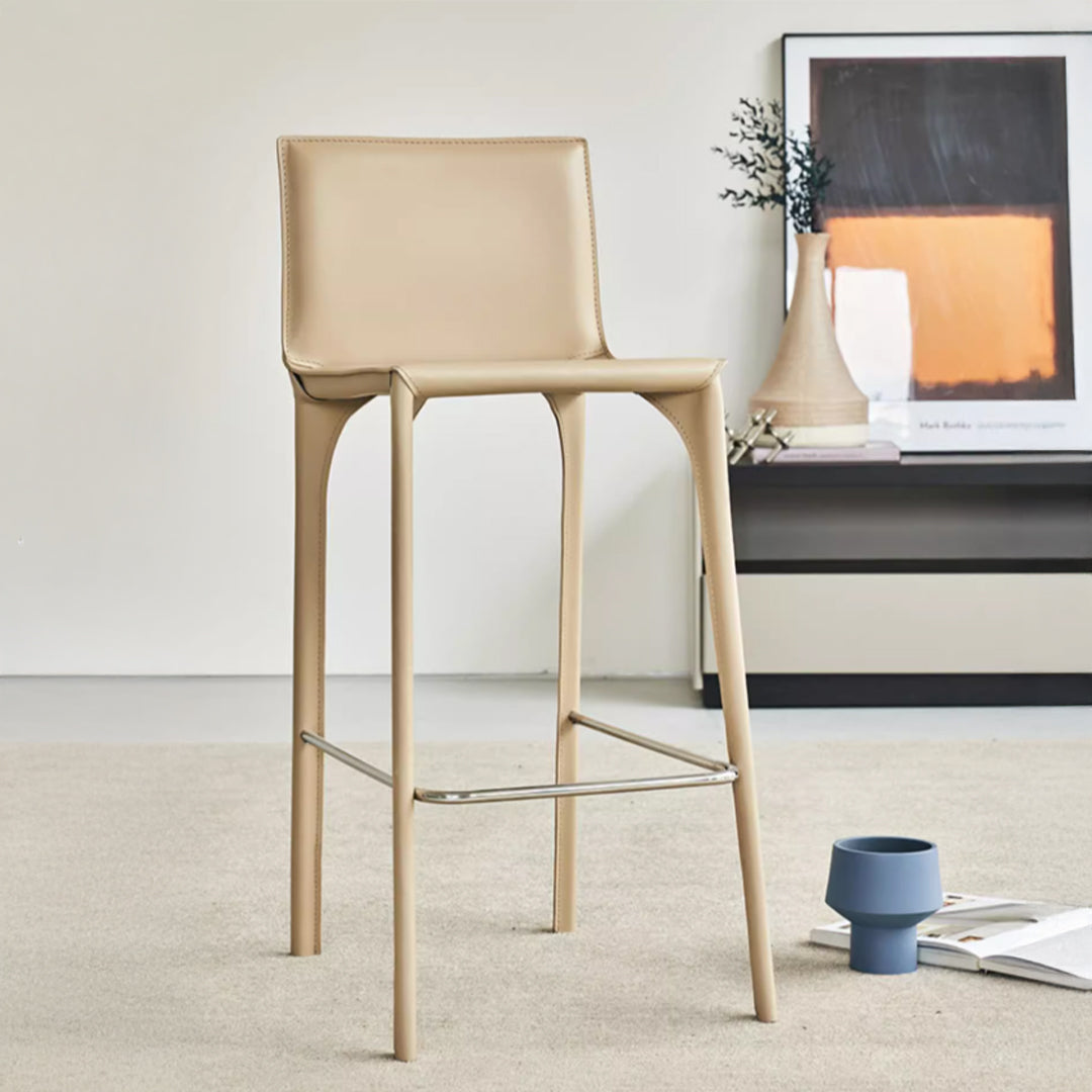Mycroft Saddle Leather Bar Stool MLL-B43-khaki - Bar Stools - ebarza Furniture UAE | Shop Modern Furniture in Abu Dhabi & Dubai - مفروشات ايبازرا في الامارات | تسوق اثاث عصري وديكورات مميزة في دبي وابوظبي