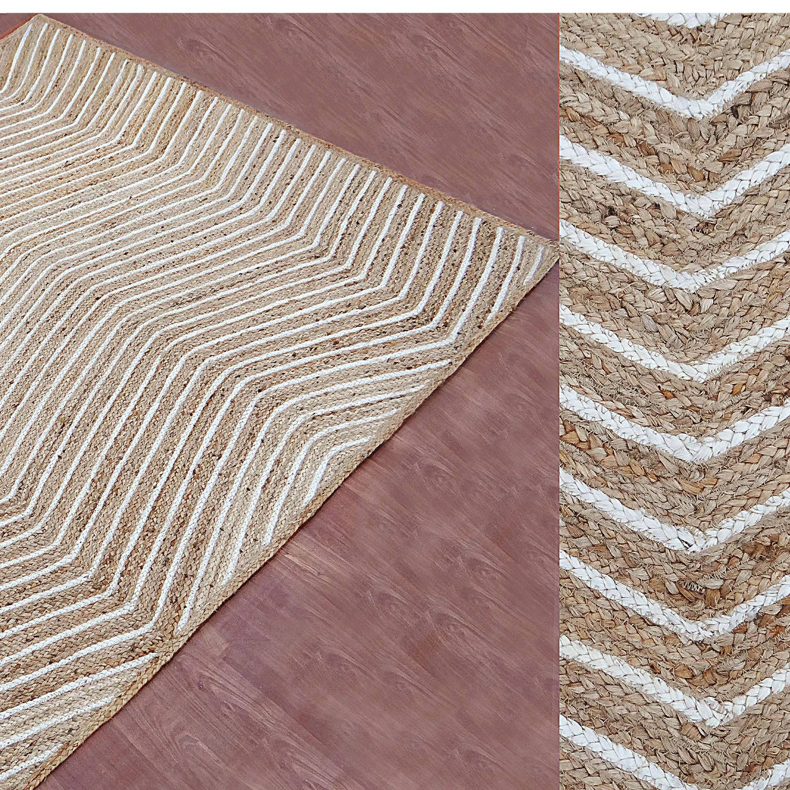 230X160 Cm Braided Handmade Jute Rug Jh-2341-L - Rugs - ebarza Furniture UAE | Shop Modern Furniture in Abu Dhabi & Dubai - مفروشات ايبازرا في الامارات | تسوق اثاث عصري وديكورات مميزة في دبي وابوظبي