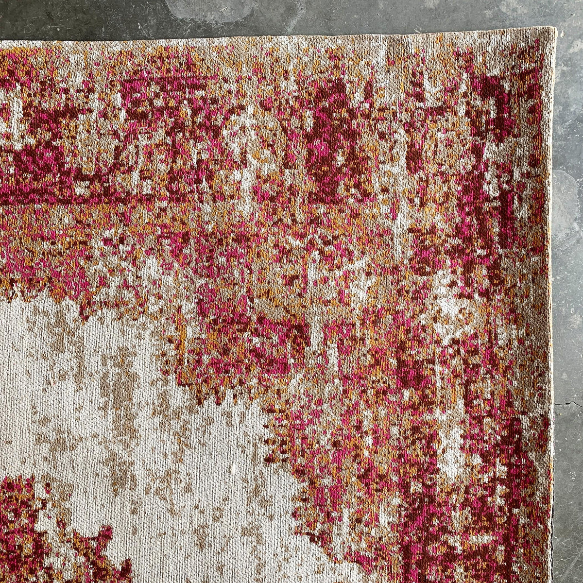 Handmade 230x160 cm Melenia rug by Javi showing intricate patterns and soft texture in natural tones.