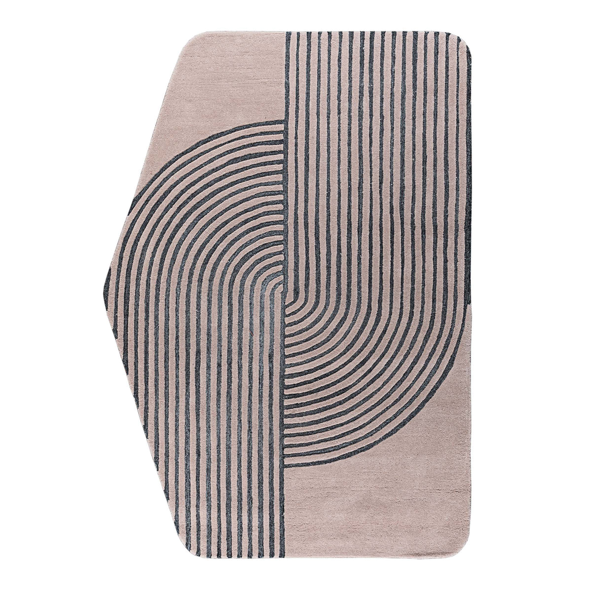 Beige and brown wool rug measuring 230x160 cm by Javi, featuring a soft textured surface and intricate pattern design.