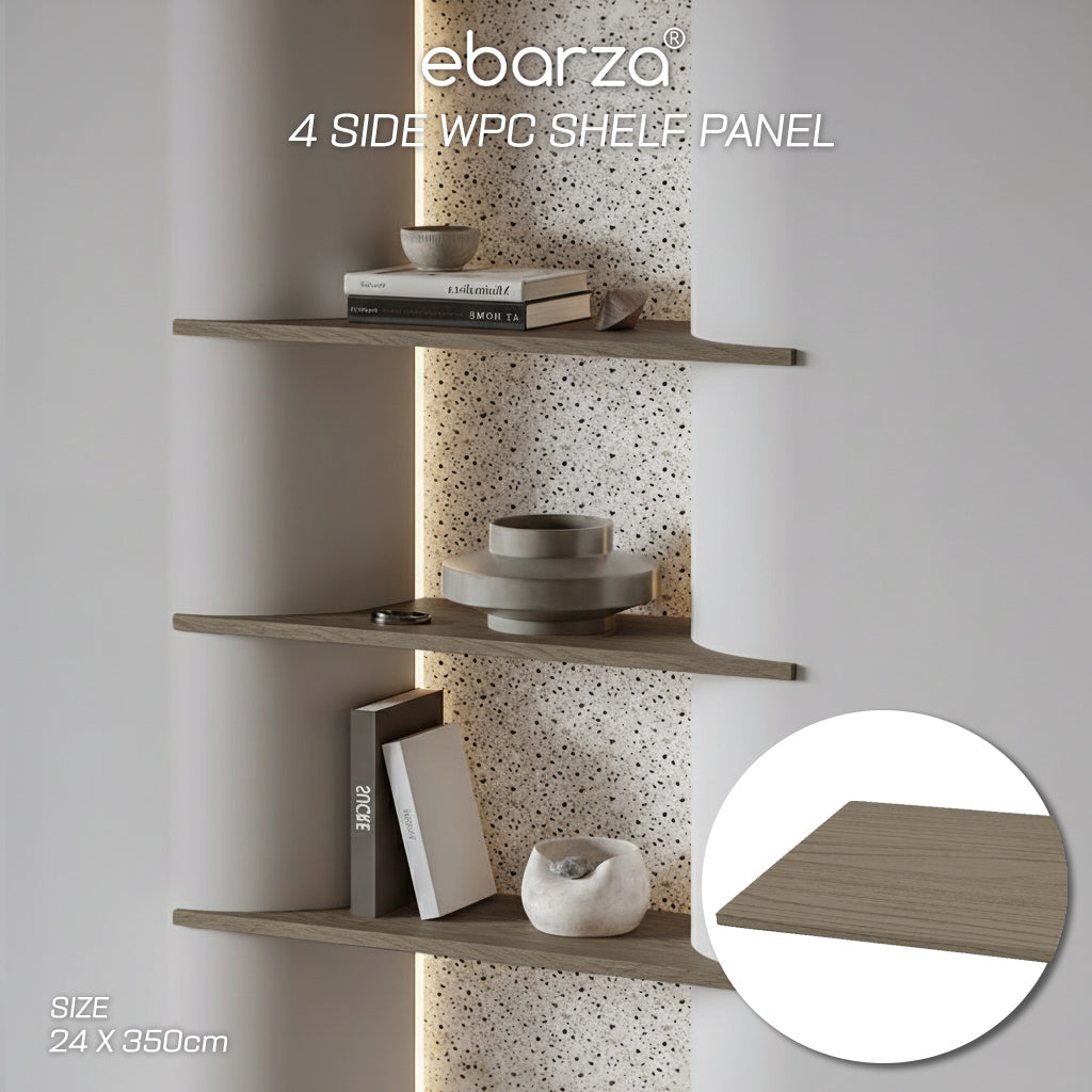 24*350cm WPC SHELF PANEL- 4 SIDE WRAPPED COLOUR : Taupe Elm BP-105Y - Wall Panels - ebarza Furniture UAE | Shop Modern Furniture in Abu Dhabi & Dubai - مفروشات ايبازرا في الامارات | تسوق اثاث عصري وديكورات مميزة في دبي وابوظبي