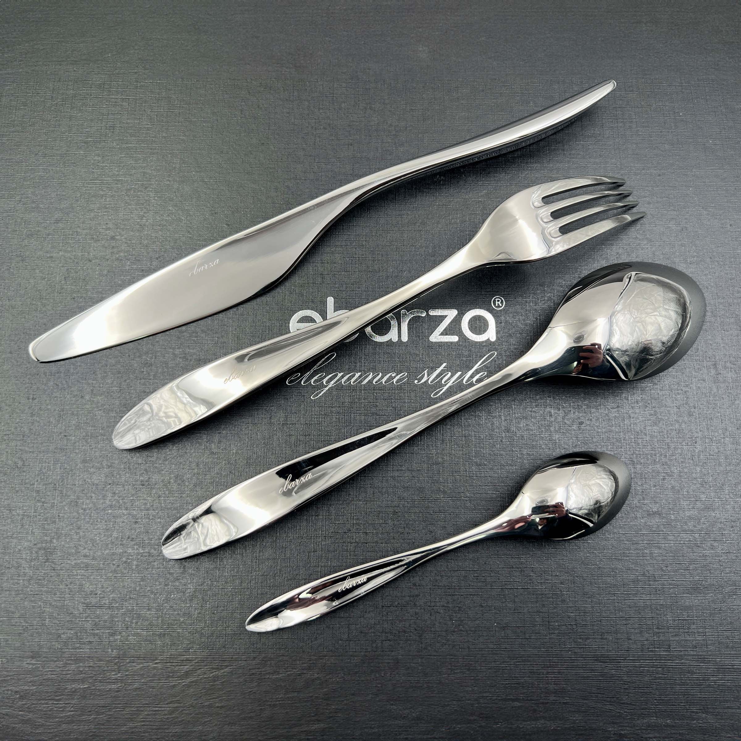 Arza Set of 24 pcs Mirror Silver Cutlery Set  8091 -  Cutlery Sets | طقم أدوات مائدة أرزا فضي عاكس 24 قطعة - ebarza Furniture UAE | Shop Modern Furniture in Abu Dhabi & Dubai - مفروشات ايبازرا في الامارات | تسوق اثاث عصري وديكورات مميزة في دبي وابوظبي