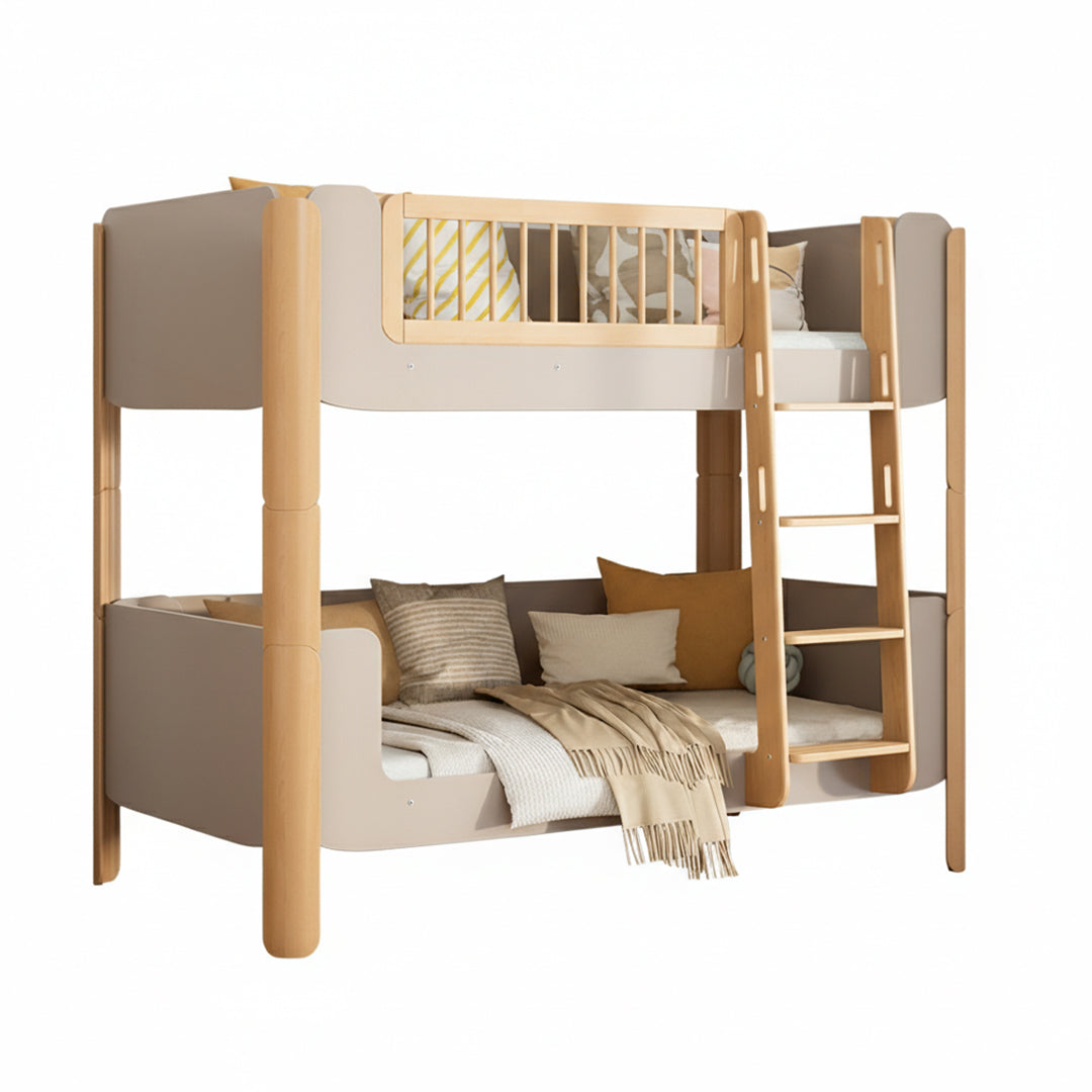 Boori Yarra King Single Bunk Double Bed for kids with wooden frame and safety rails, ideal for children's bedroom decor.