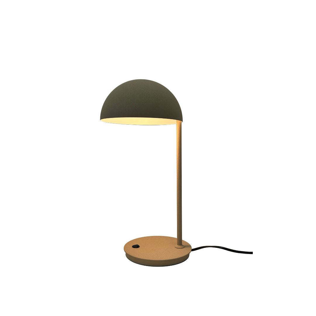 BEACON Eris table lamp with a sleek modern design, featuring a cylindrical metal base and adjustable arm for desk lighting.