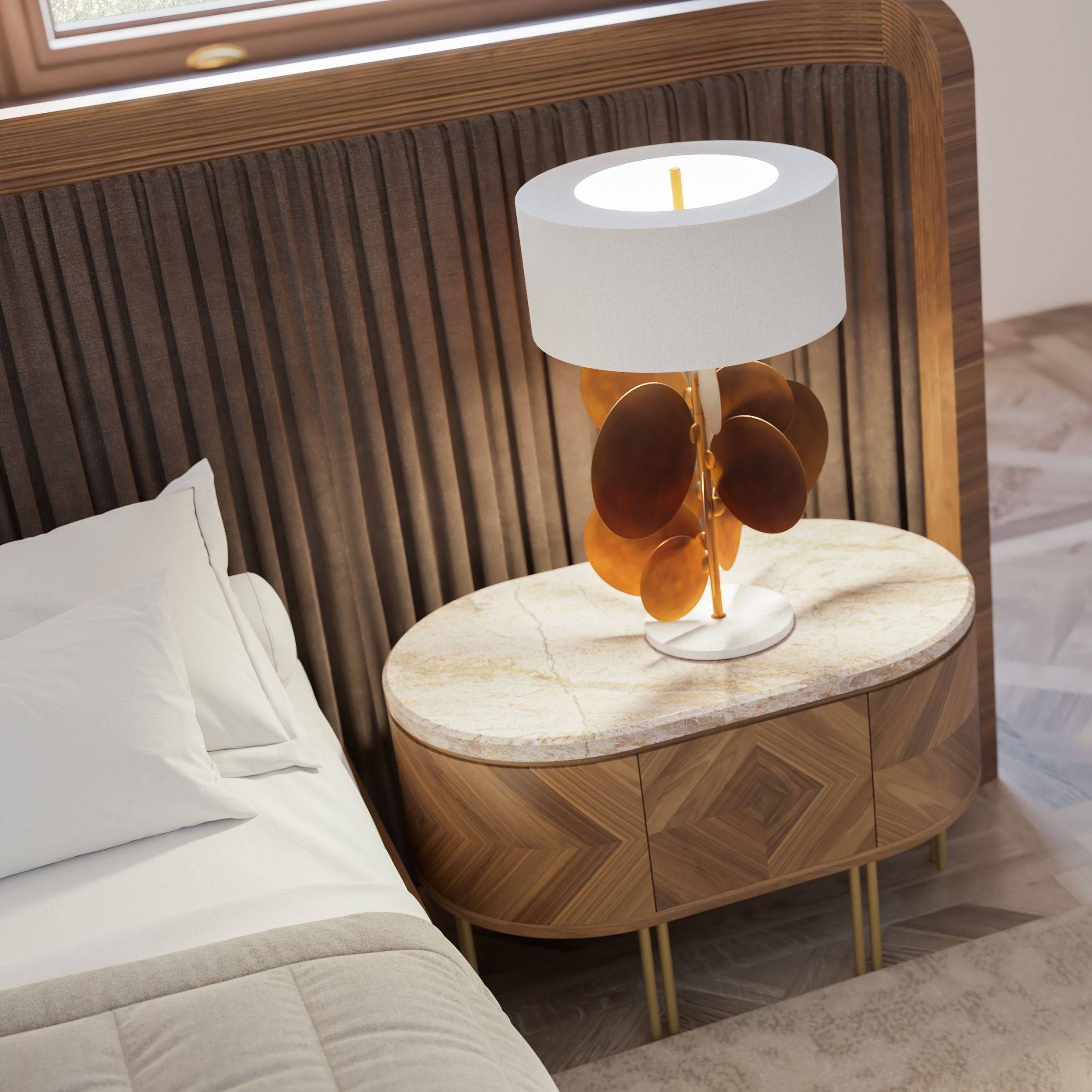 Display Item - 2X Eva Natural Marble Bedside Tables Eva-Side Nakheel - DISPLAY ITEM - ebarza Furniture UAE | Shop Modern Furniture in Abu Dhabi & Dubai - مفروشات ايبازرا في الامارات | تسوق اثاث عصري وديكورات مميزة في دبي وابوظبي