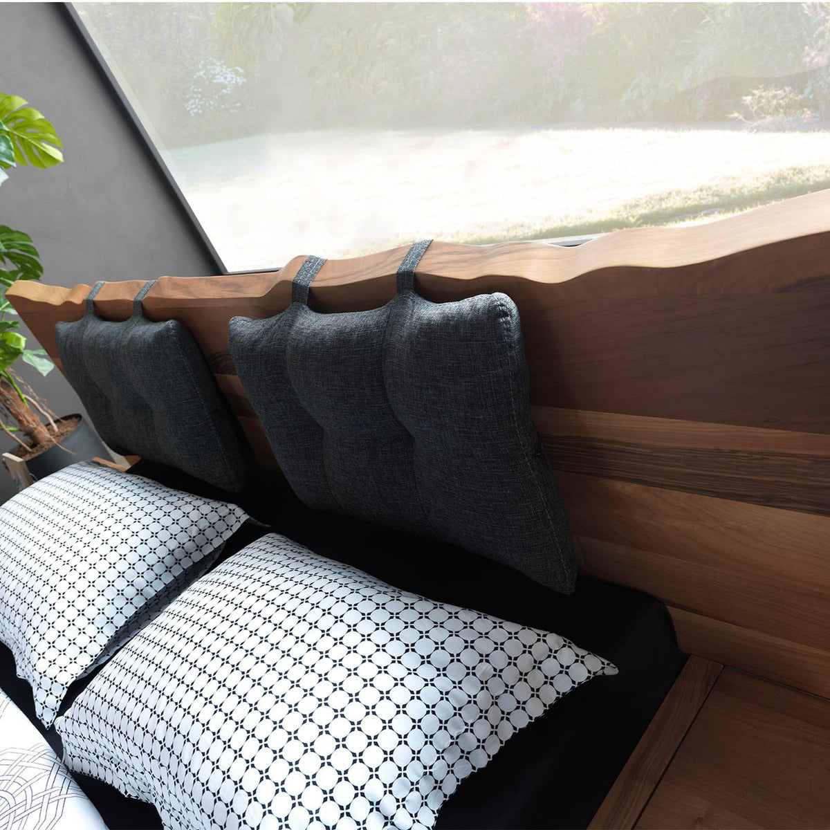 Pair of YOL LIVING Monaco bedside tables with wood finish, featuring clean lines and modern design for bedroom storage.