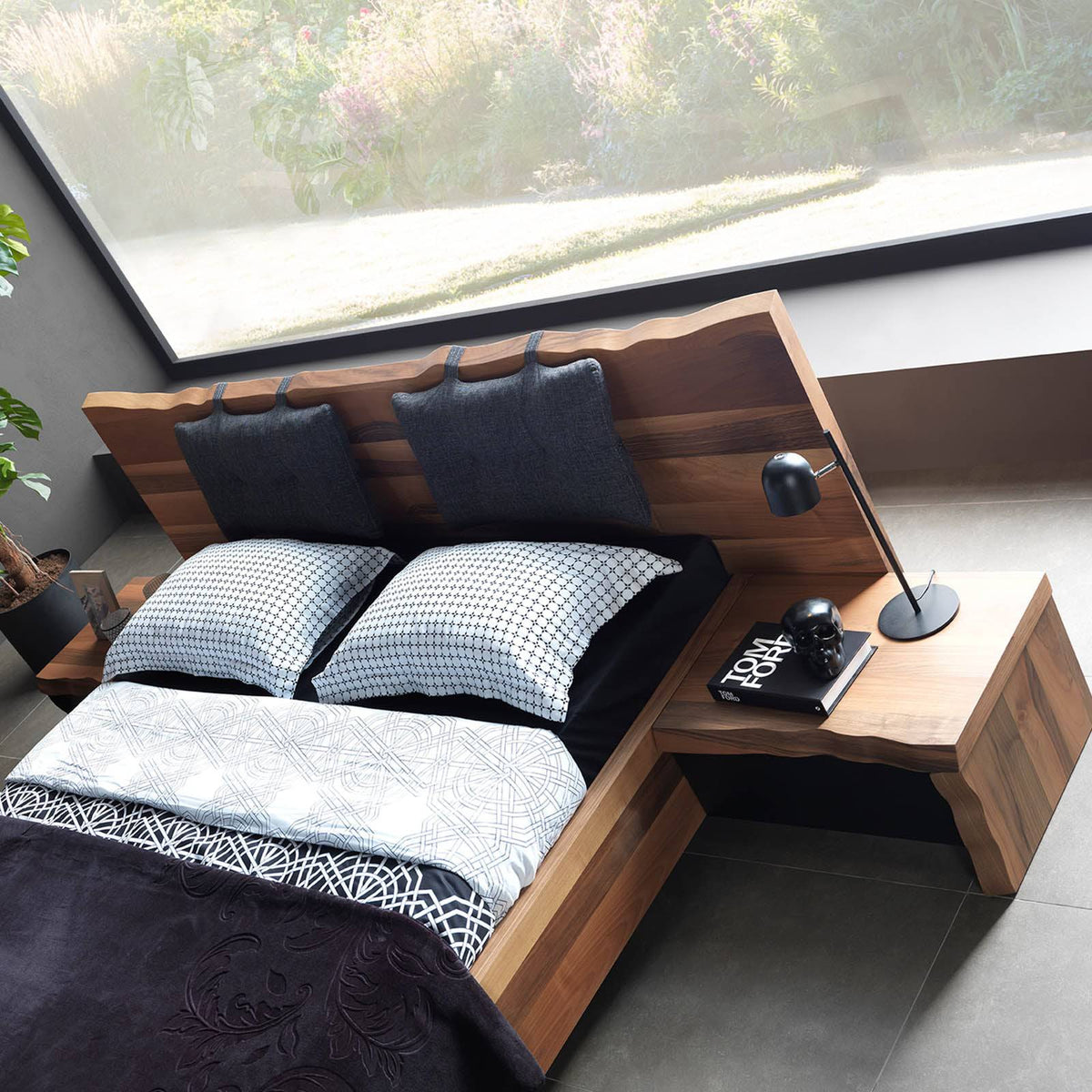 Pair of Monaco bedside tables by YOL LIVING featuring sleek wooden design and modern nightstand style.