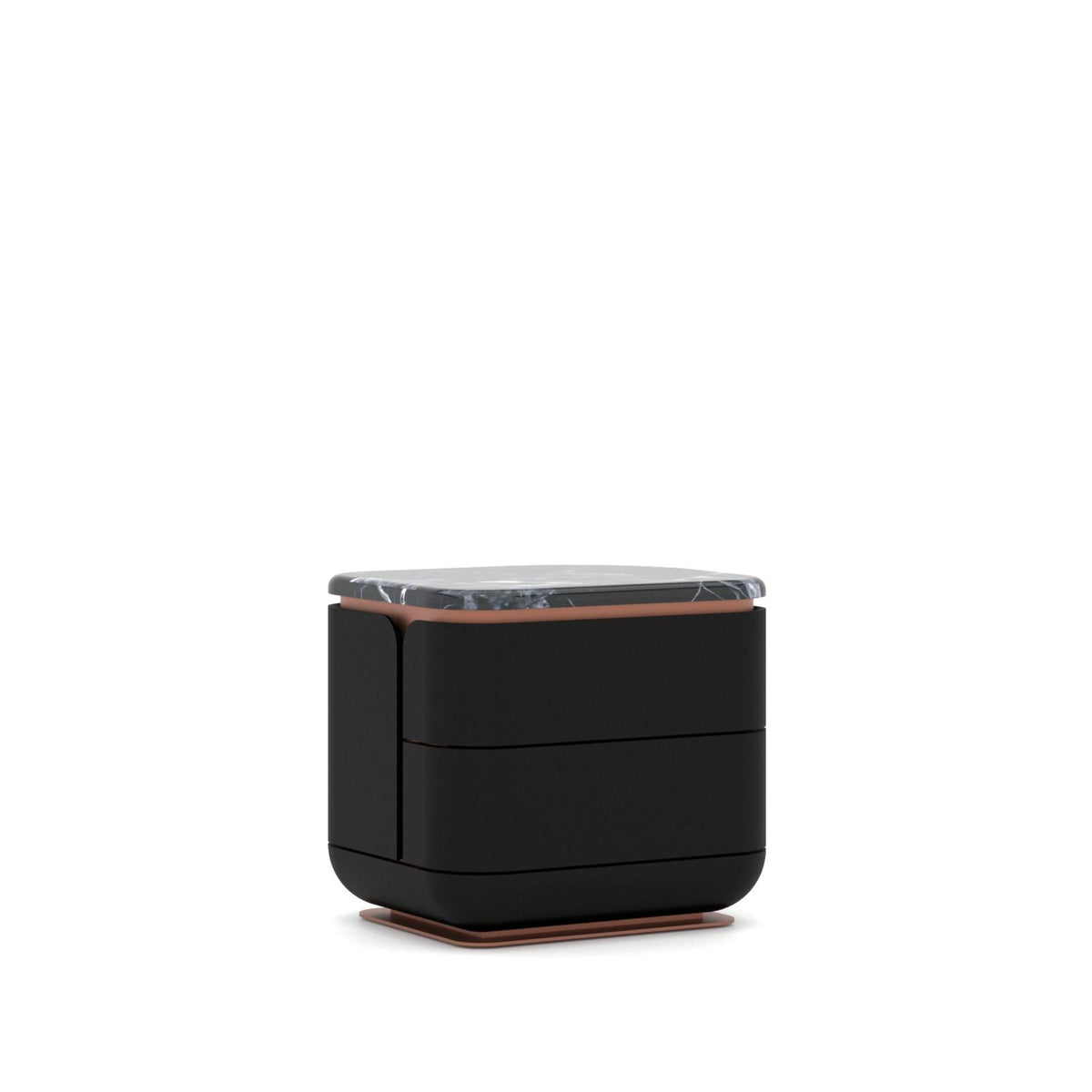 Pair of Tulip black bedside tables from LODA FURNITURE with sleek, modern design and rounded edges.