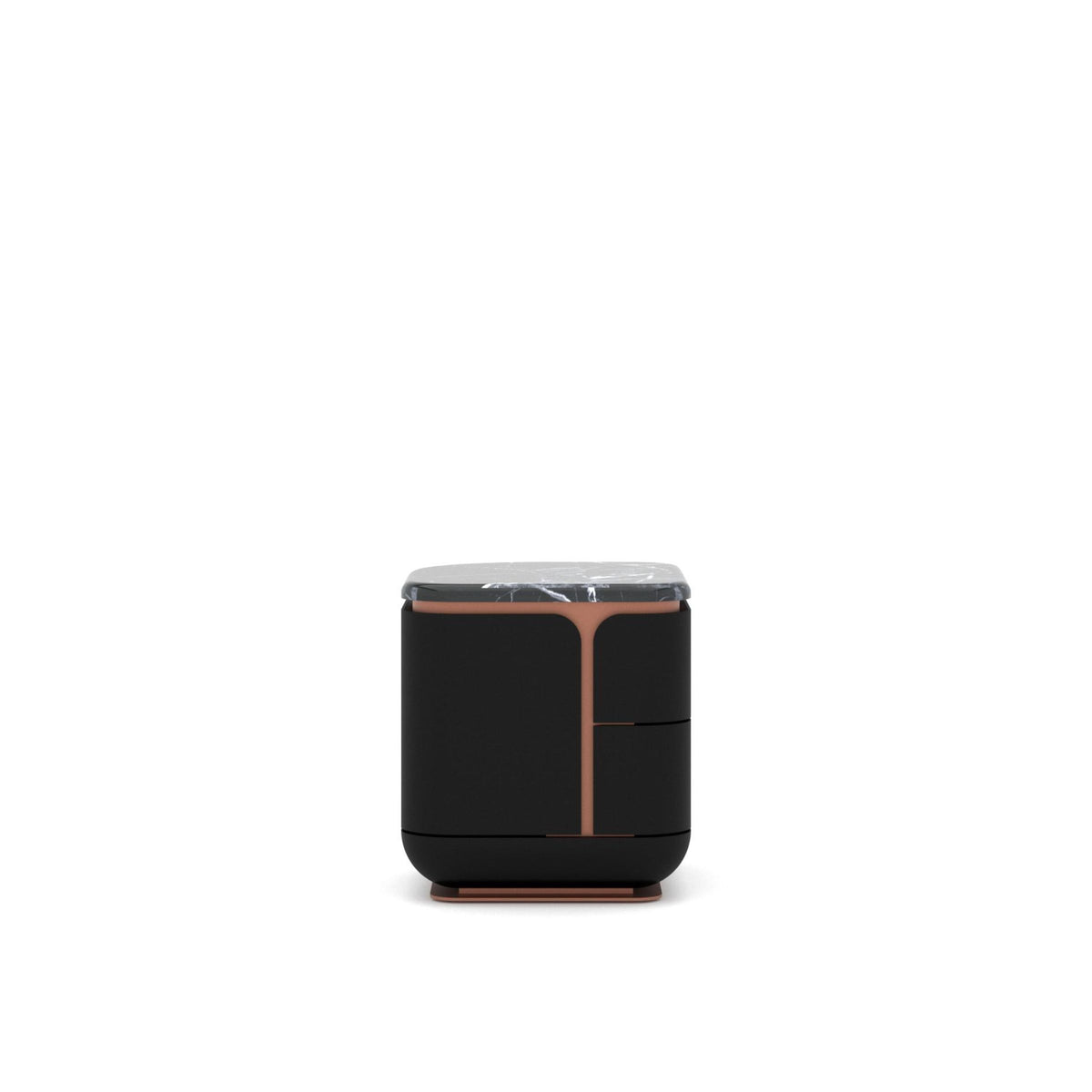 Pair of Tulip black bedside tables by LODA FURNITURE featuring sleek, modern design with rounded edges and smooth finish.