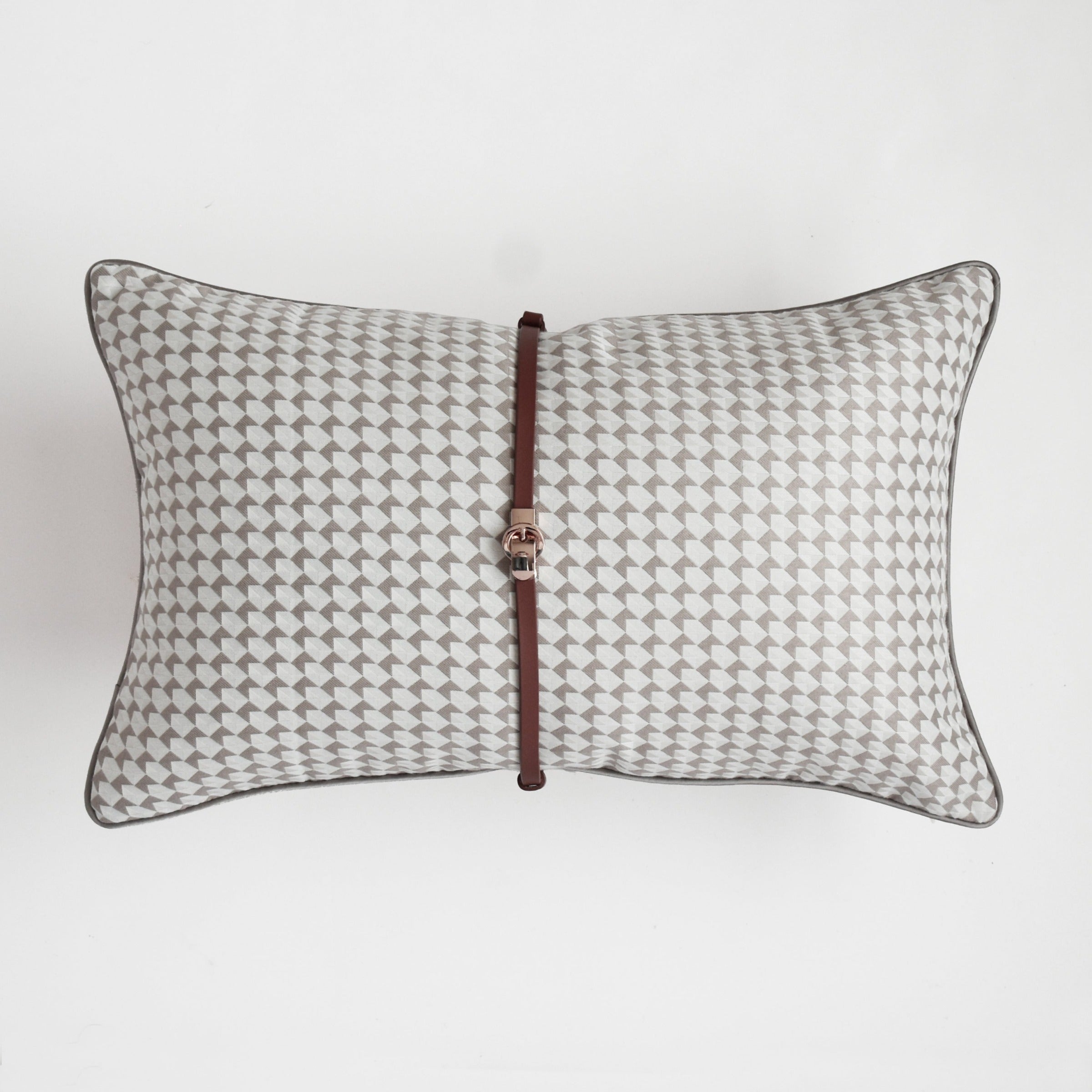 Beige 30x60 Peleg Jacquard Cushion from BEACON with intricate woven pattern, decorative home accent cushion.
