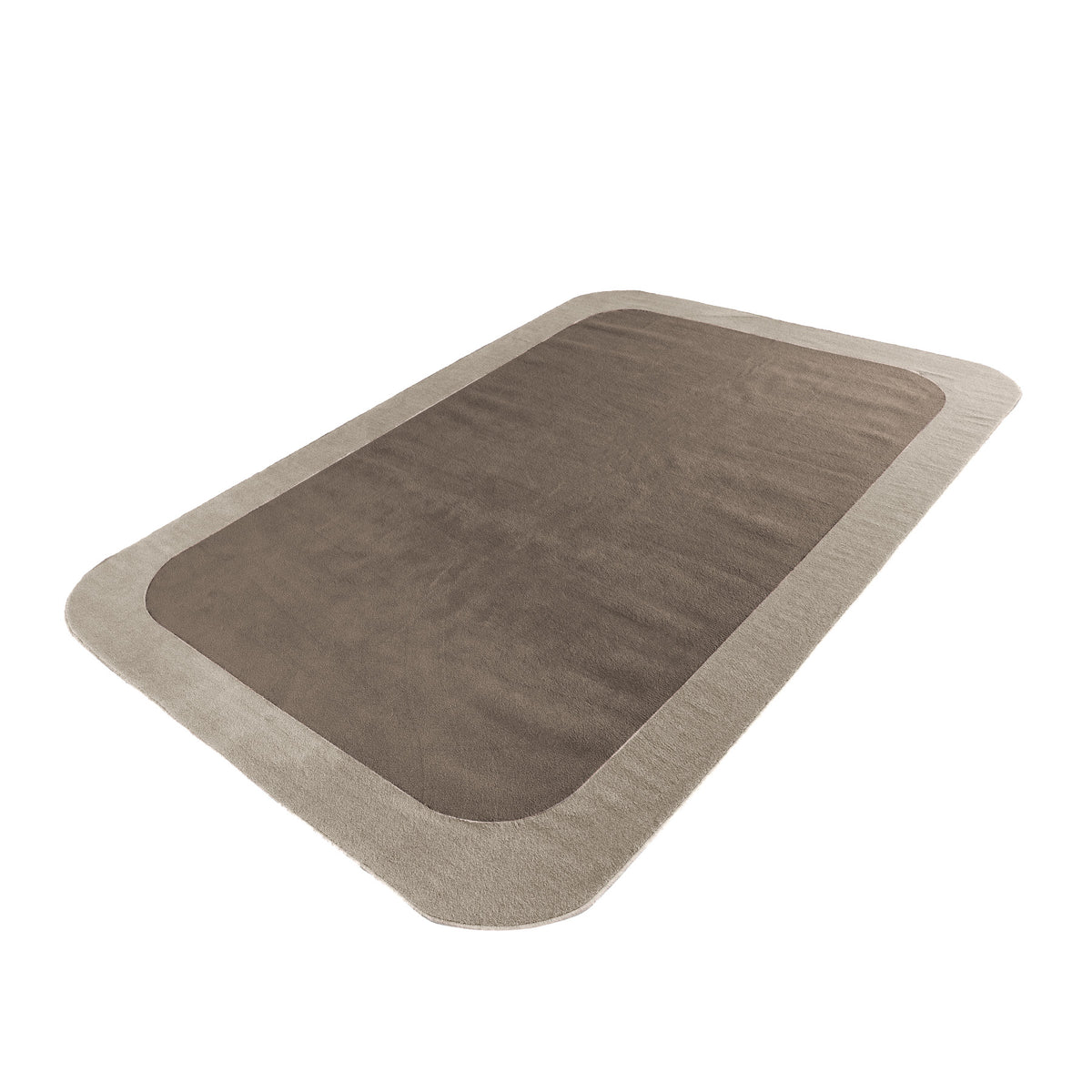 COOL HALI FRAME-06 handmade rounded corner rug, 300x200 cm, beige and brown geometric design