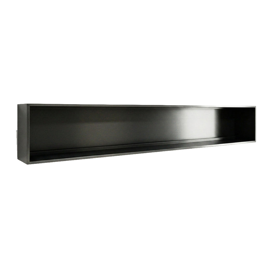 Stainless steel wall panel with light groove design, 20x300cm, black hairline finish, by BEACON for modern interior decoration.