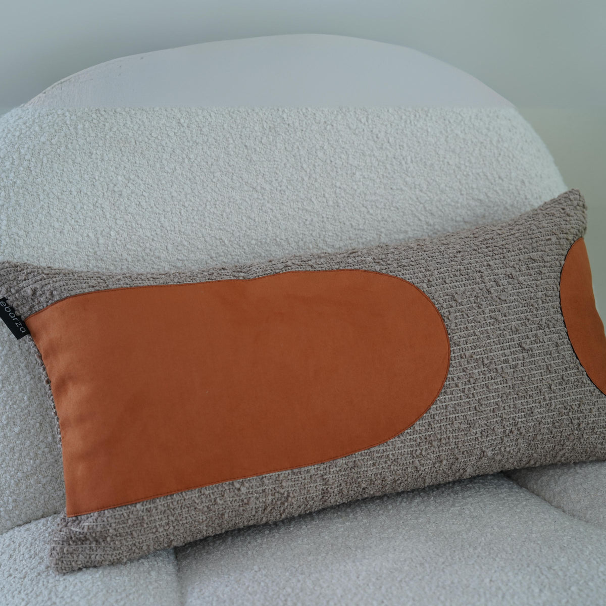 Ebarza Buck patchwork cushion in 30x60cm with colorful fabric squares, stylish decorative cushion from Beacon brand.