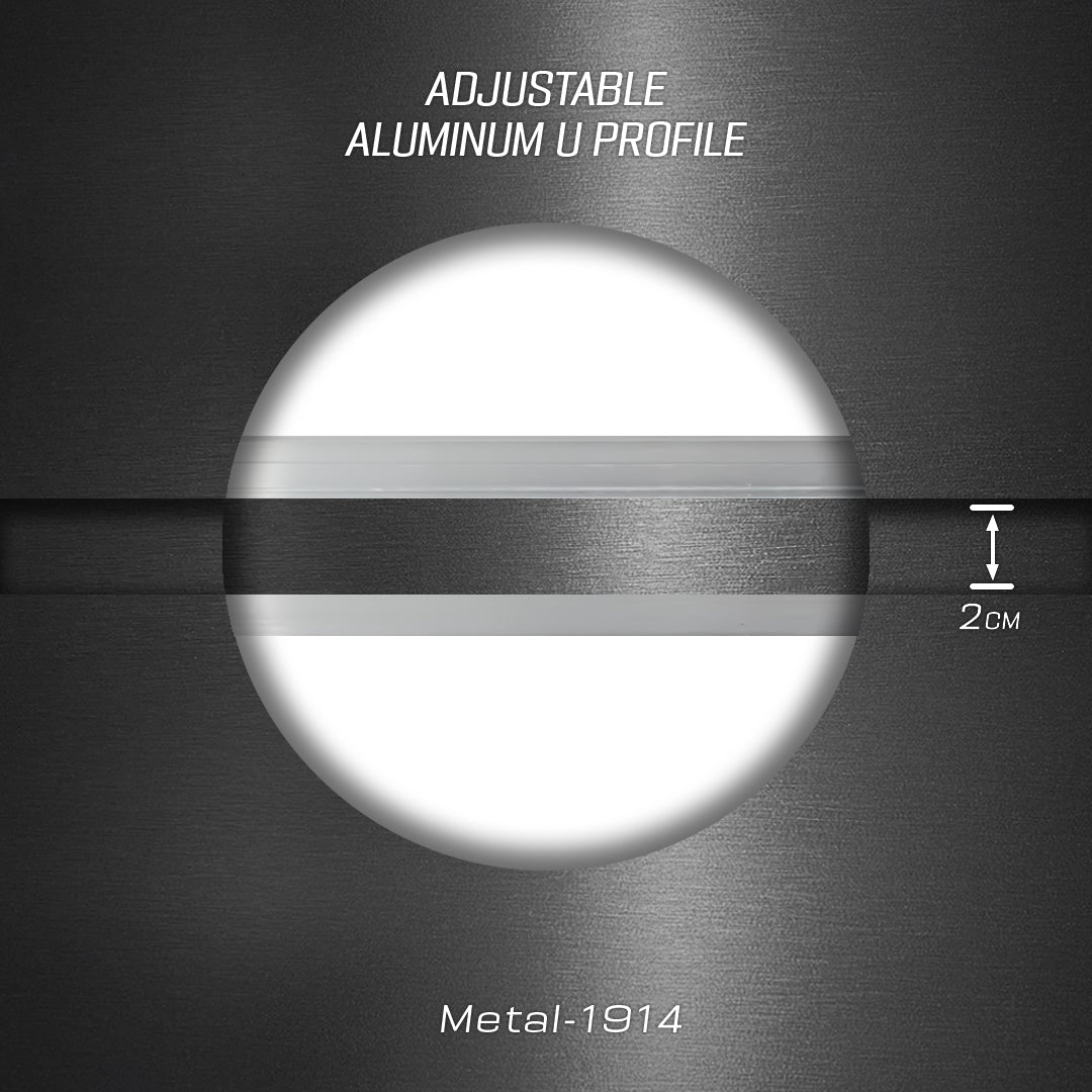 سماكة 8 مم (1.8 سم) مقطع ألومنيوم على شكل حرف U - أسود - PR0042