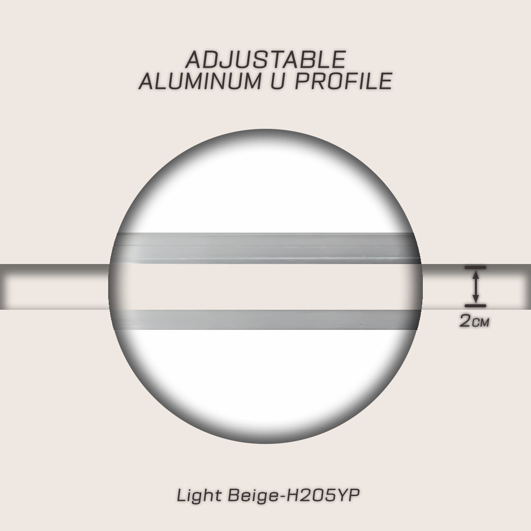 320H-ALUMINUM PROFILE- ADJUSTABLE U-PROFILE COLOUR:Light Beige-H205YP - wall-panels-profiles - ebarza Furniture UAE | Shop Modern Furniture in Abu Dhabi & Dubai - مفروشات ايبازرا في الامارات | تسوق اثاث عصري وديكورات مميزة في دبي وابوظبي