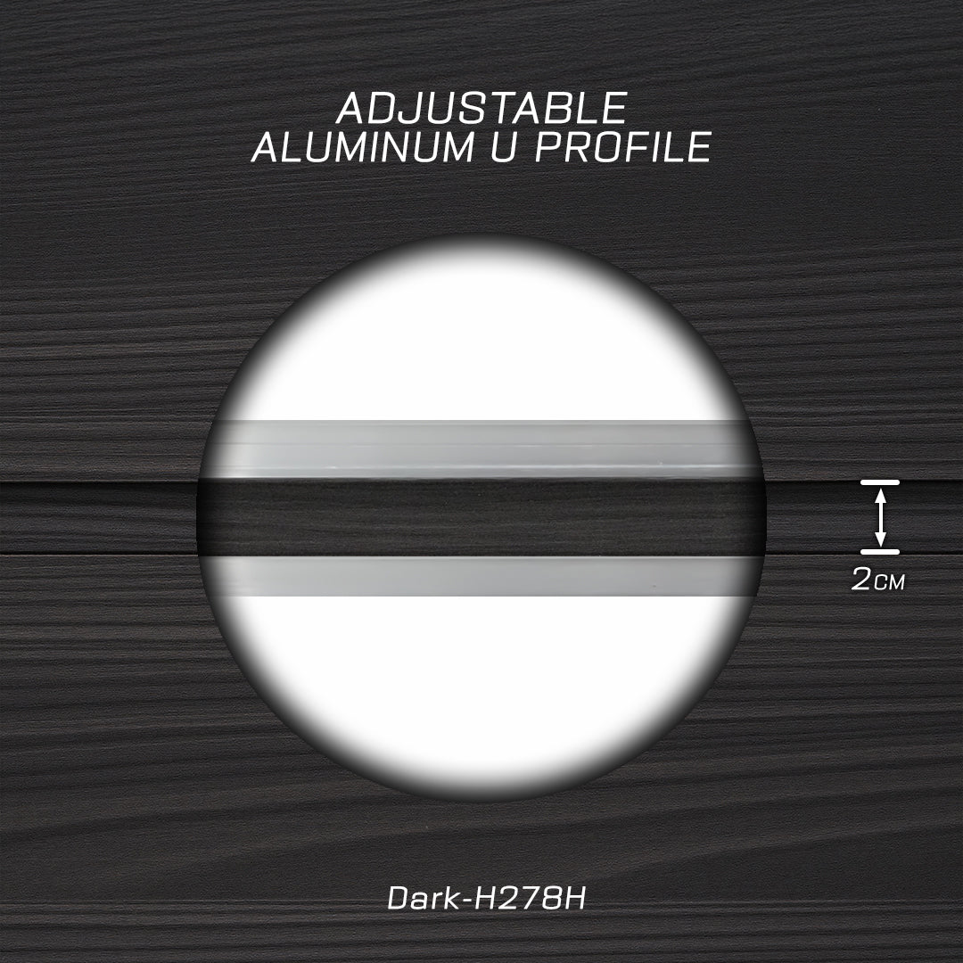 Aluminum U-profile wall panel decoration in Abruzzo Dark color, adjustable and suitable for modern interior design.