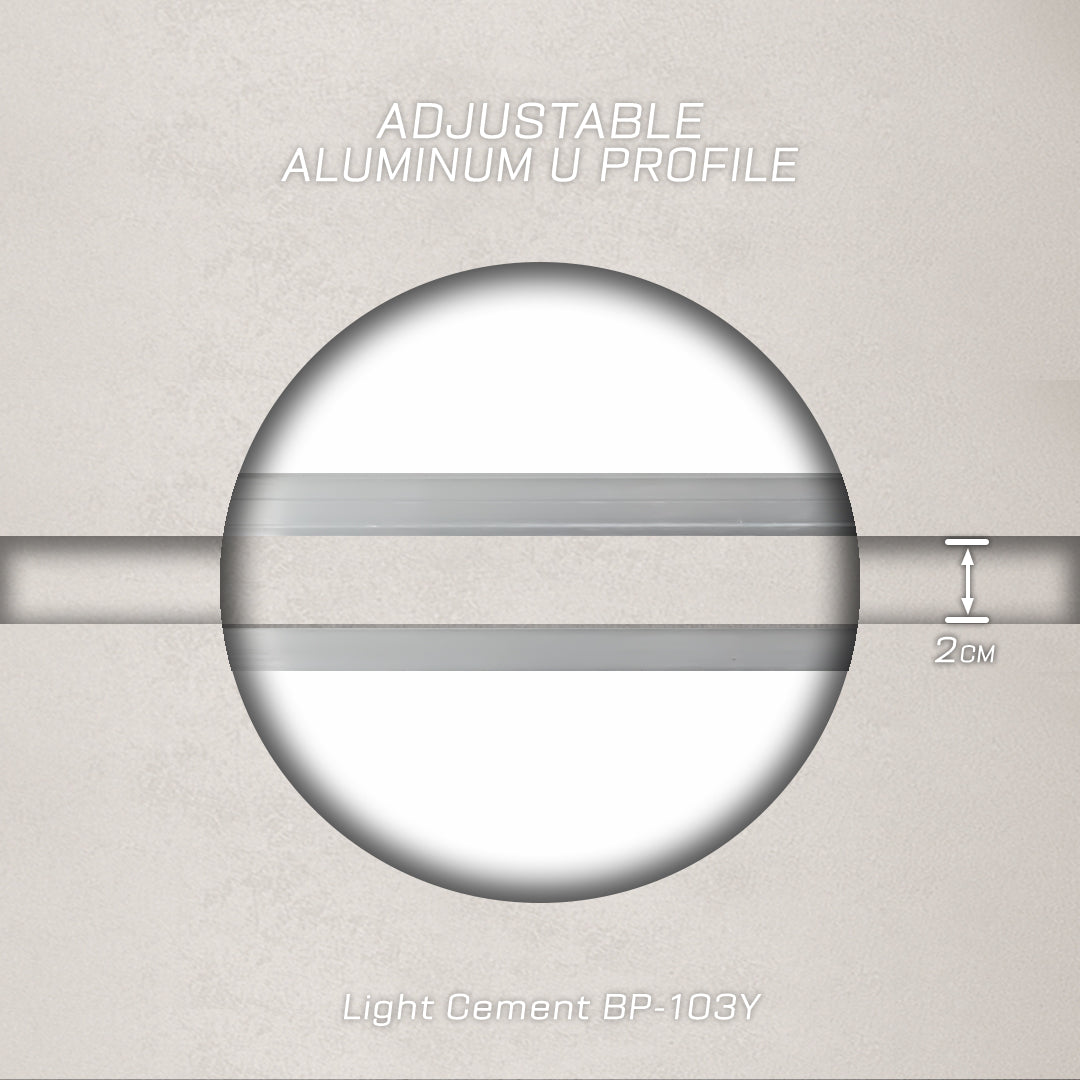320H-ALUMINUM PROFILE- ADJUSTABLE U-PROFILE COLOUR : Light Cement BP-103Y - wall-panels-profiles - ebarza Furniture UAE | Shop Modern Furniture in Abu Dhabi & Dubai - مفروشات ايبازرا في الامارات | تسوق اثاث عصري وديكورات مميزة في دبي وابوظبي