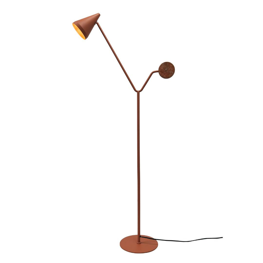 BEACON Magma Floor Lamp with modern orange finish, sleek design, and adjustable height for contemporary living spaces.