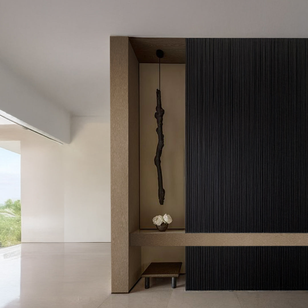 Brown WPC slat wall panel, 350x24 cm, multi-purpose decorative panel with four-side wrapping, by BEACON.