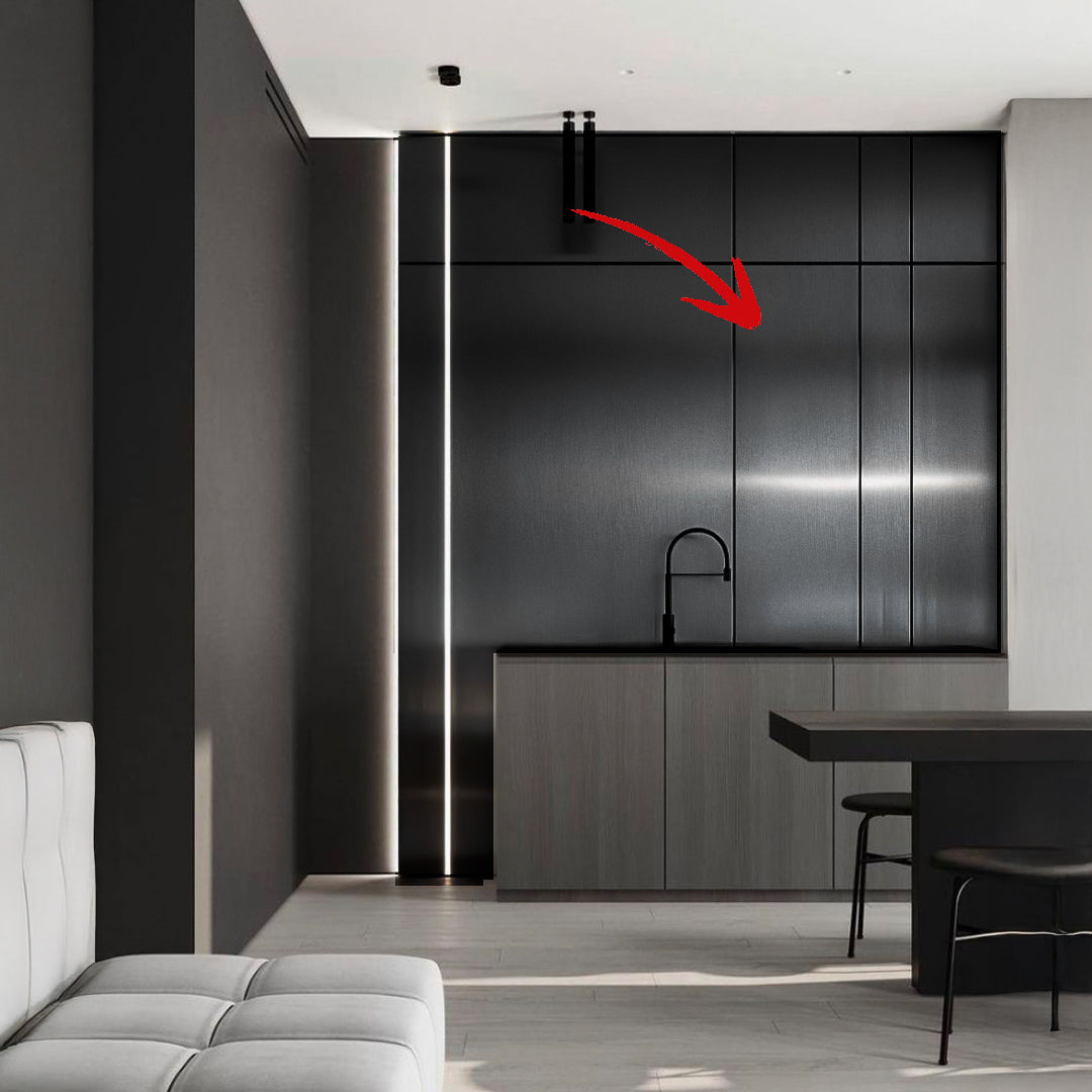 Metal wall panel by BEACON, 350x24cm, four-sided wrapped decorative panel in color 1914, suitable for versatile interior decor.