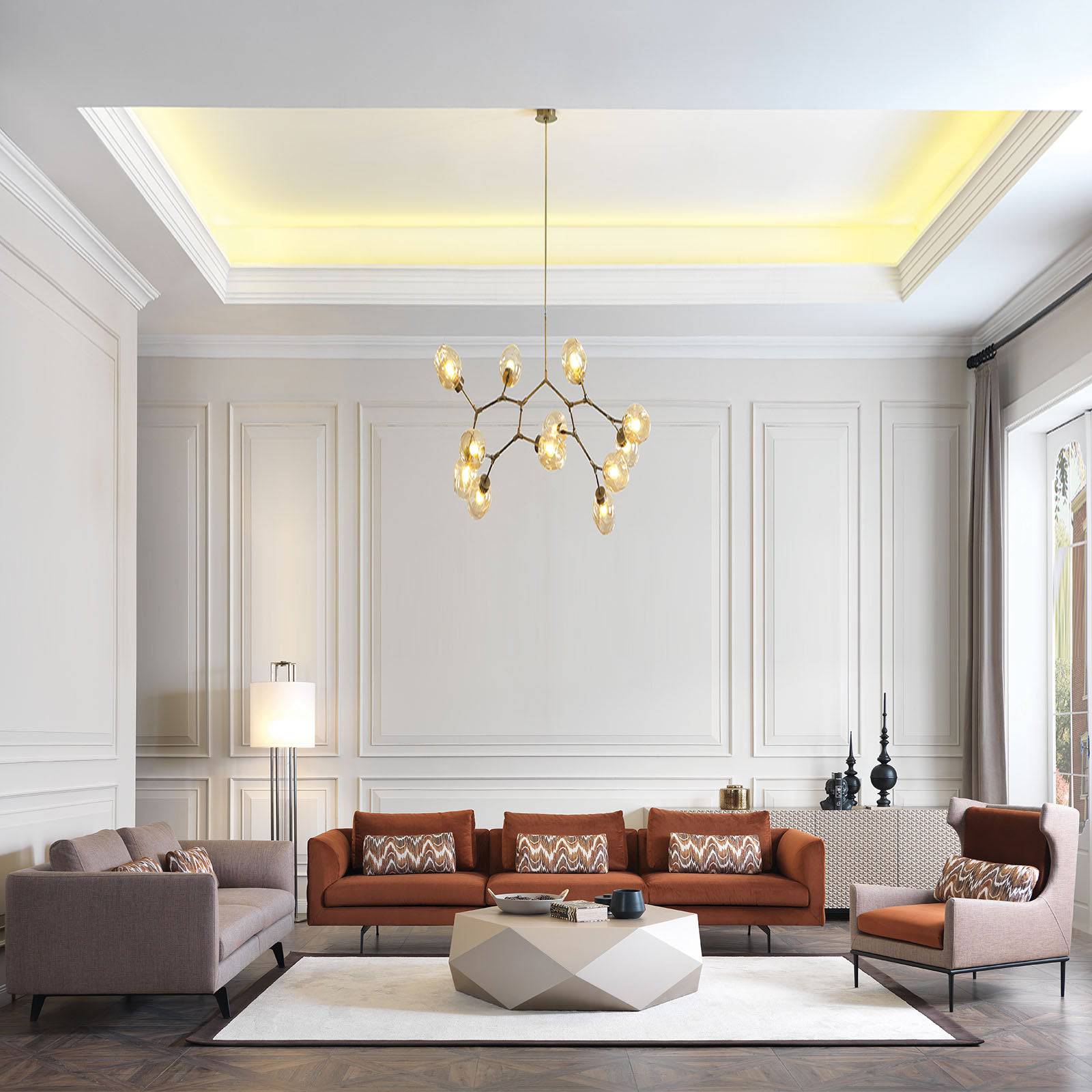 YOL LIVING Vittoria 4-seater sofa set with plush cushions and modern design, perfect for living room seating.