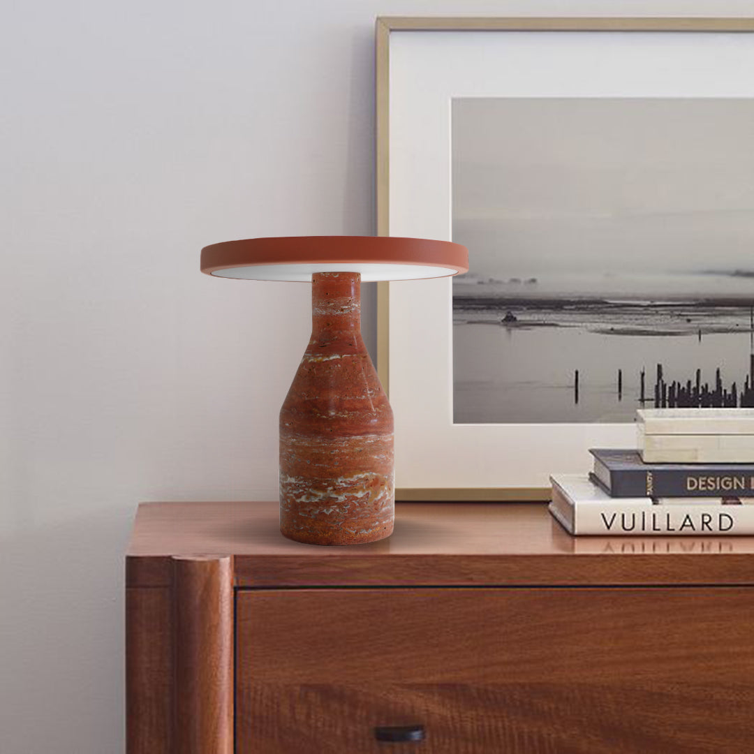 Flat Shape Real Marble Table Lamp - Orange OY-2410005HT(OR) - Desk\table Lamps - ebarza Furniture UAE | Shop Modern Furniture in Abu Dhabi & Dubai - مفروشات ايبازرا في الامارات | تسوق اثاث عصري وديكورات مميزة في دبي وابوظبي