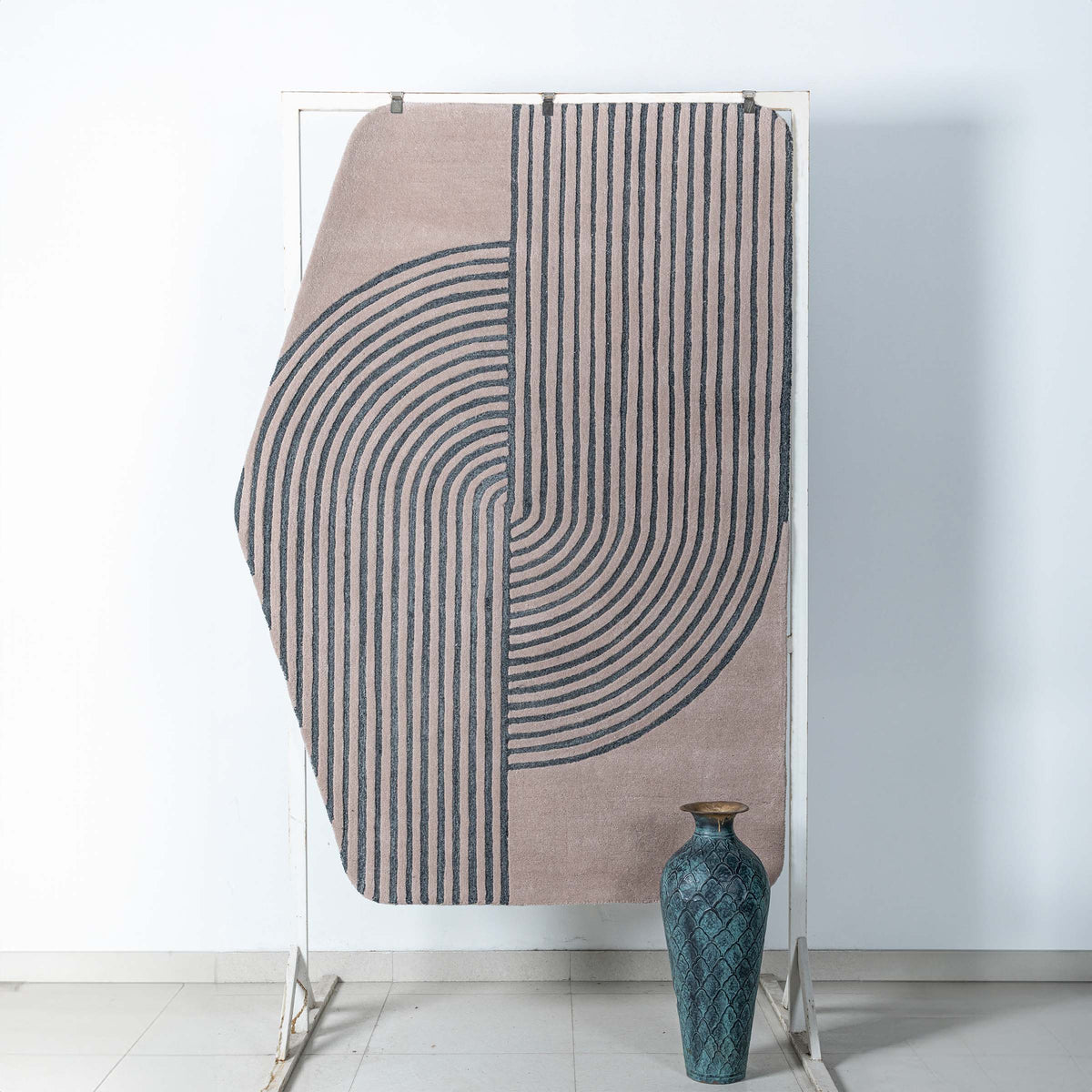 Beige and brown wool rug displayed on the floor, 450x300 cm, Javi JH-22731, with a textured pattern for home decor.