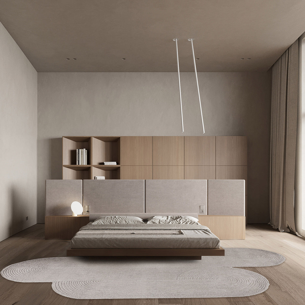 Beige wool rug measuring 230x160 cm from Javi, featuring soft textured fibers and a classic design.