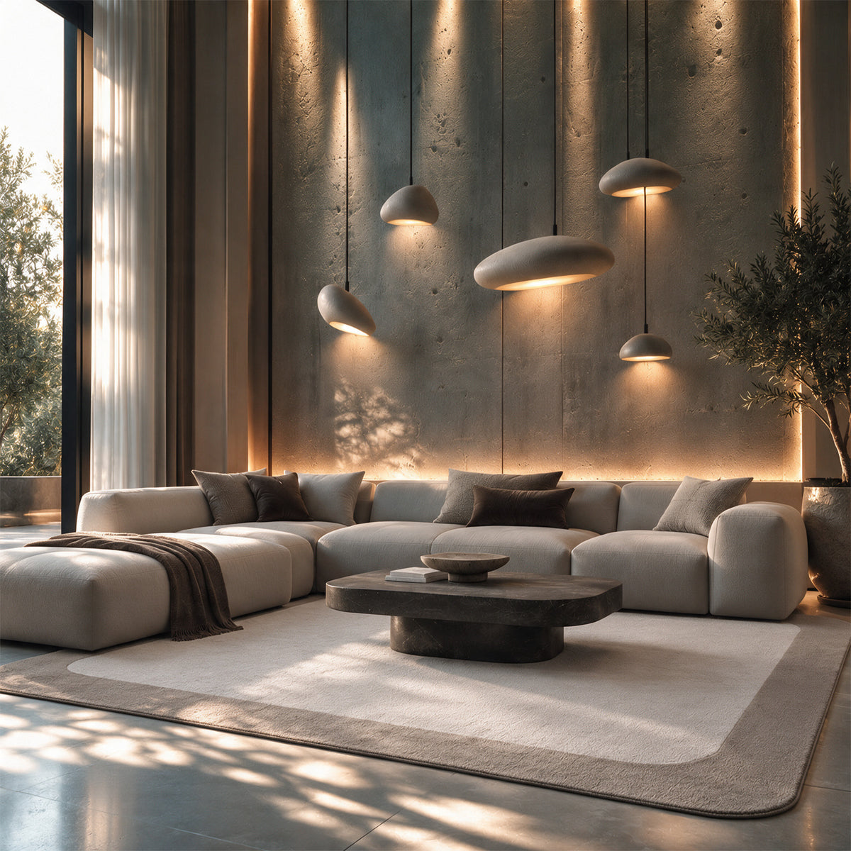 COOL HALI FRAME-01 handmade rounded corner rug, 450x300 cm, beige abstract border design