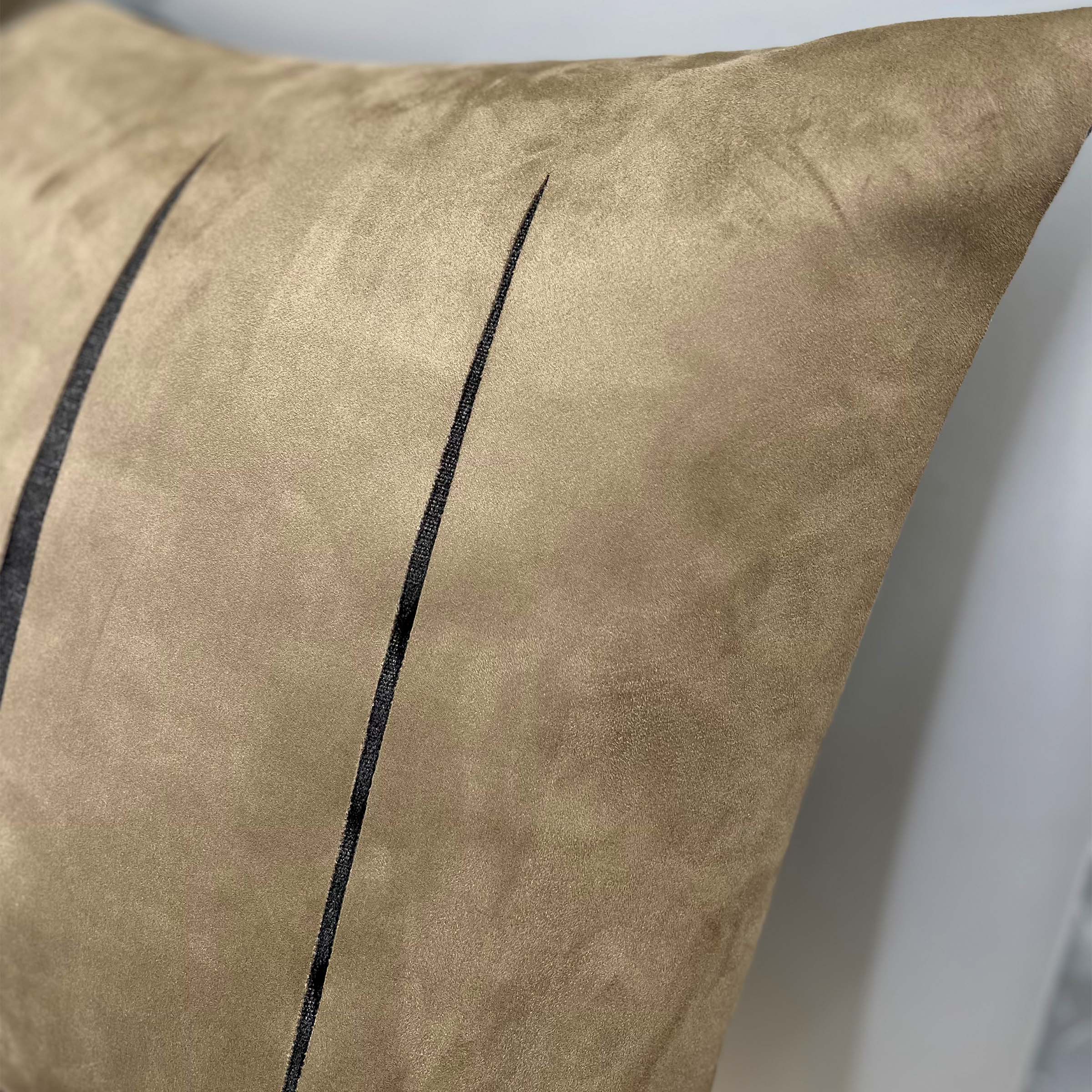 Beige 45x45-inch Theo imitation leather cushion by BEACON, plush square cushion with stitched edges for modern decor.