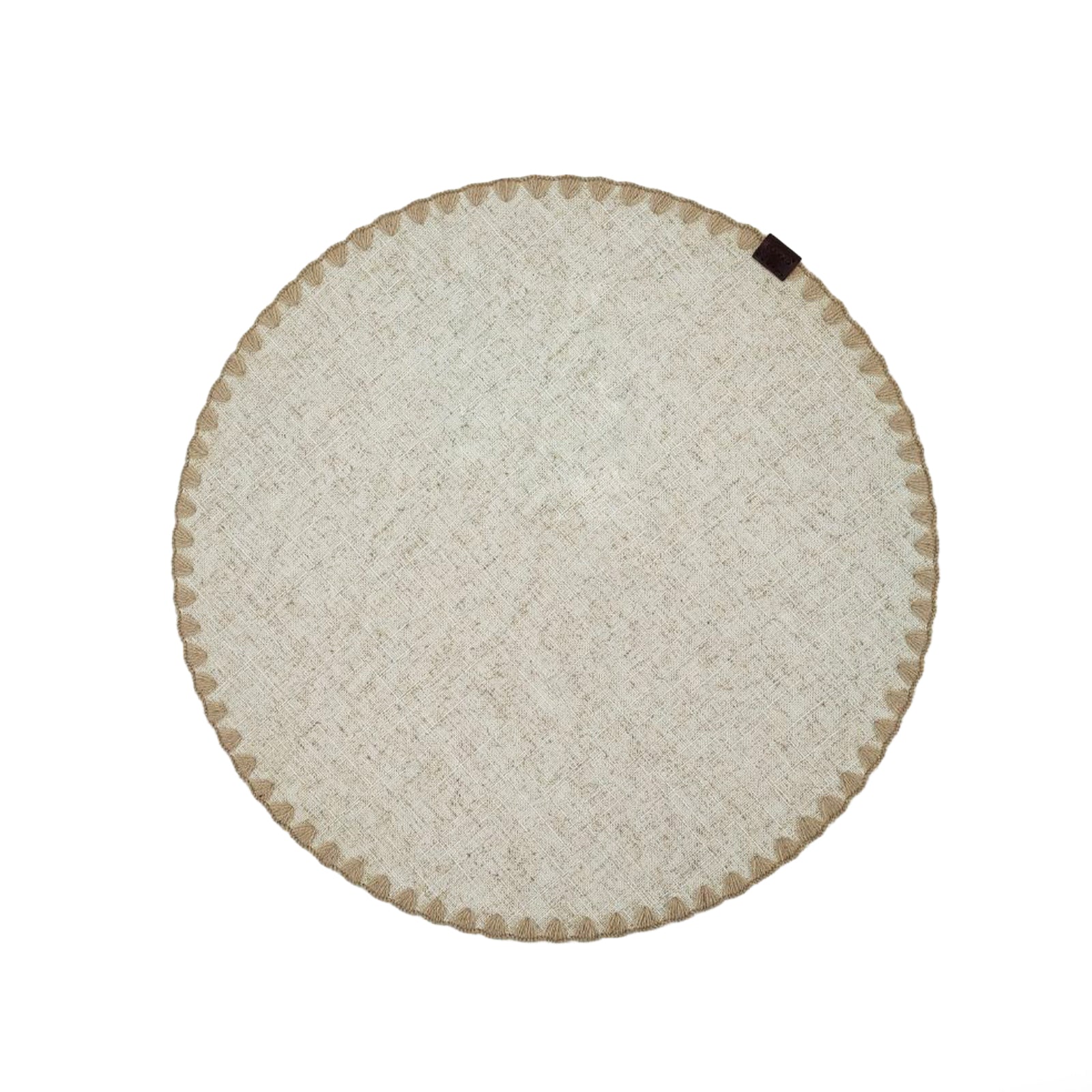 Beige Dineva placemat with shelled edge and double layers, stylish table accessory by BEACON.