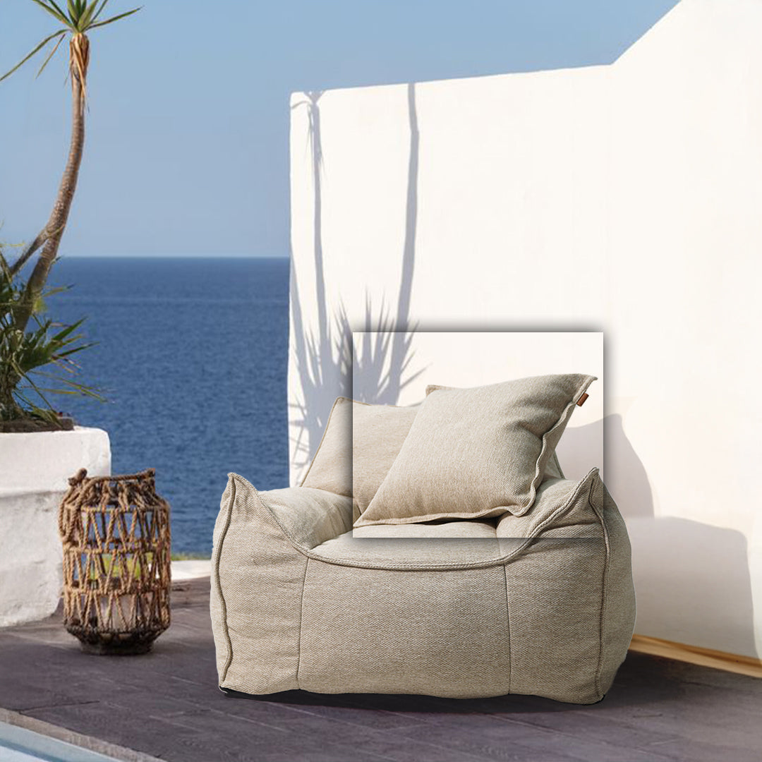 Beige 60x60 cushion with zipper from BEACON Laconcha140 collection, showcasing soft fabric and zipper closure.